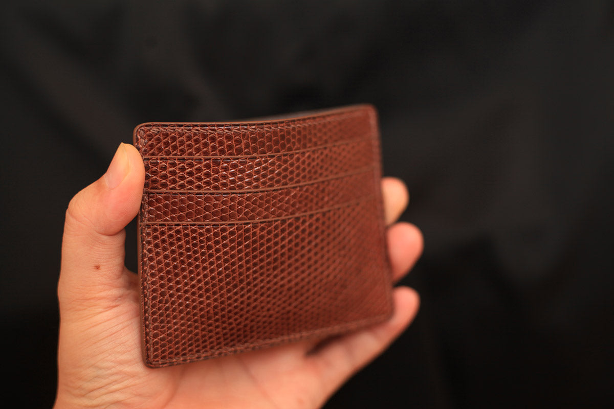 stylish lizard leather card holder