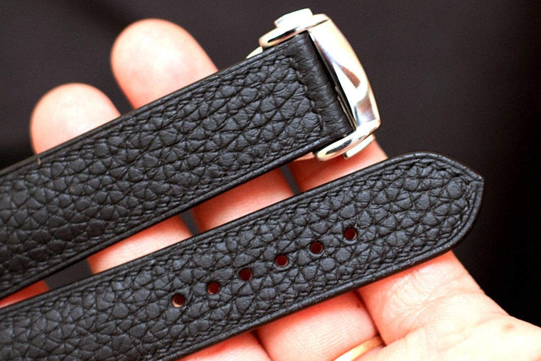Omega Black Togo Leather Watch Strap