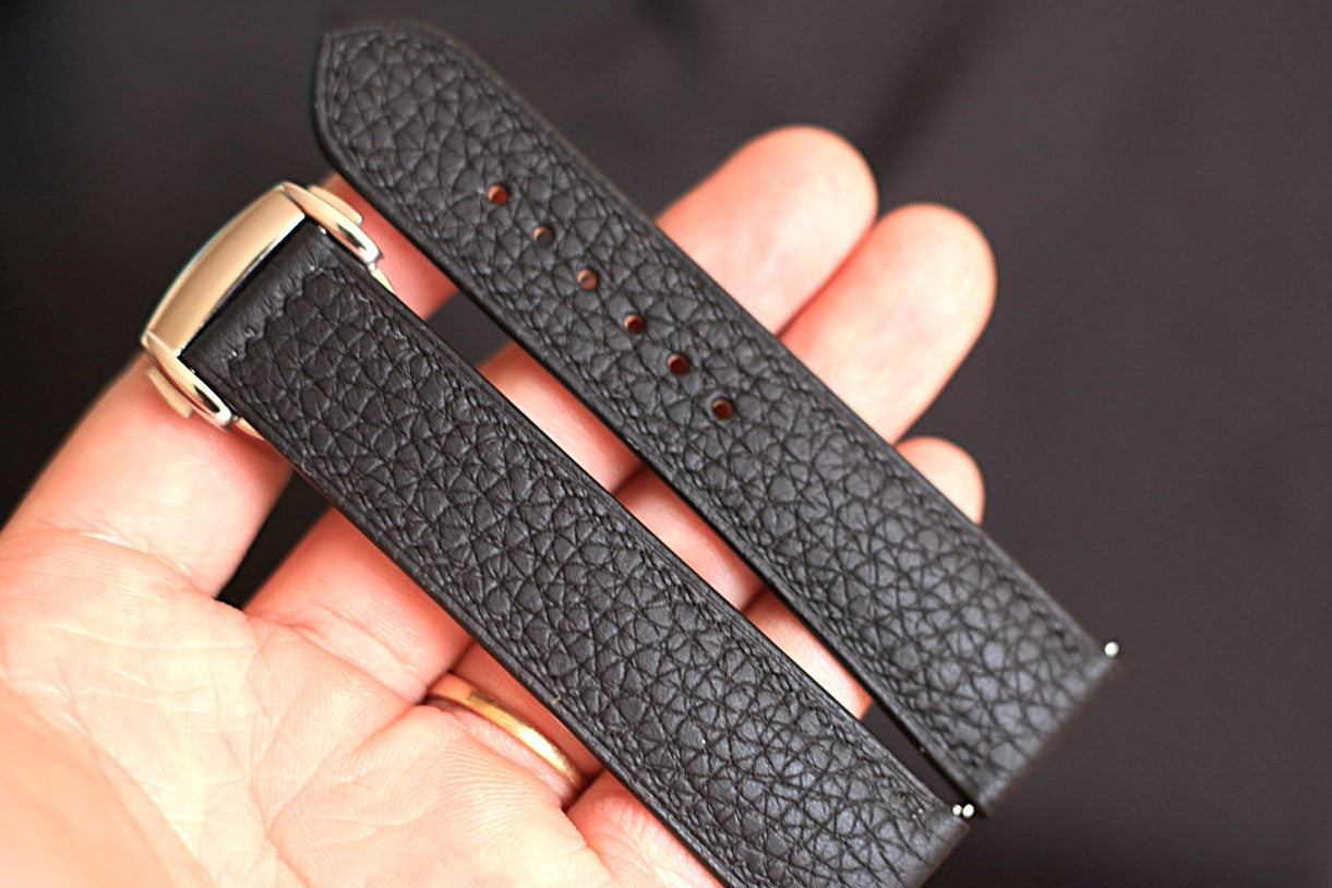 Omega Black Togo Leather Watch Strap