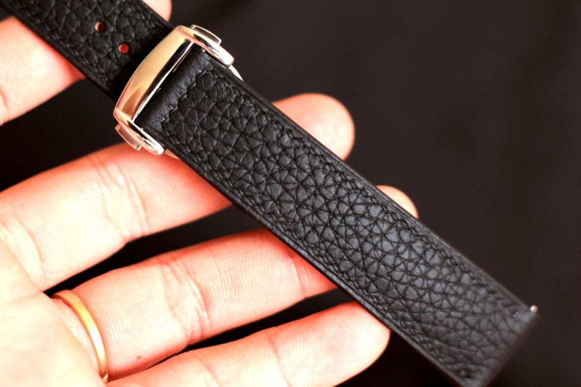 Omega Black Togo Leather Watch Strap