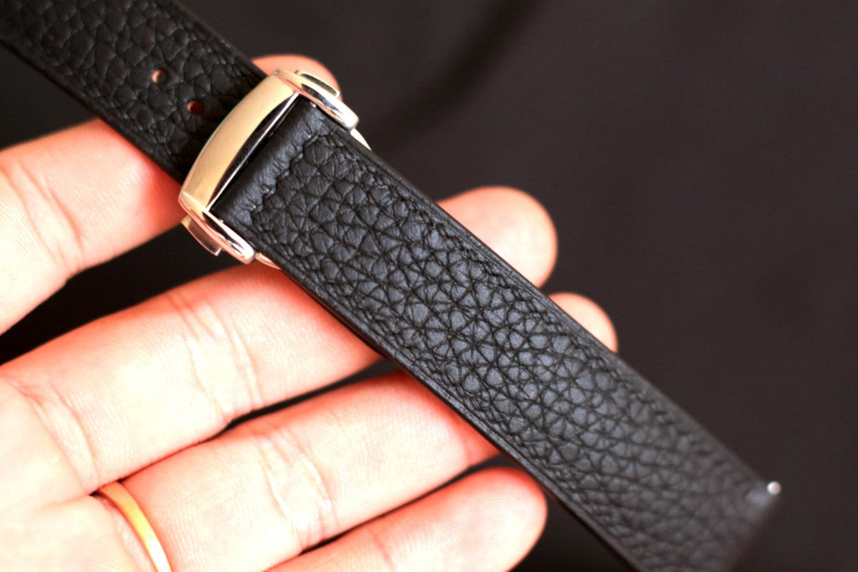 Omega Black Togo Leather Watch Strap