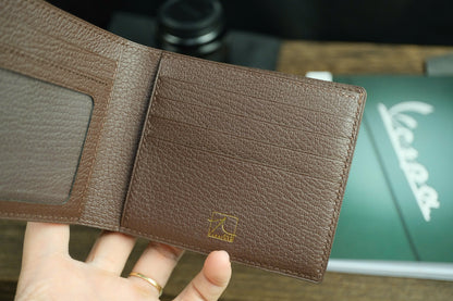 Chestnut Brown Ostrich Leather Biflod Wallet.