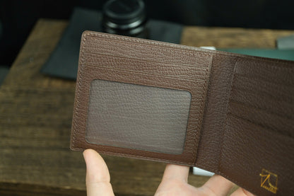 Chestnut Brown Ostrich Leather Biflod Wallet.