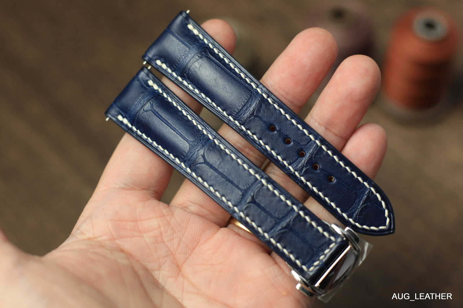 Handmade Blue Alligator Omega Watch Strap