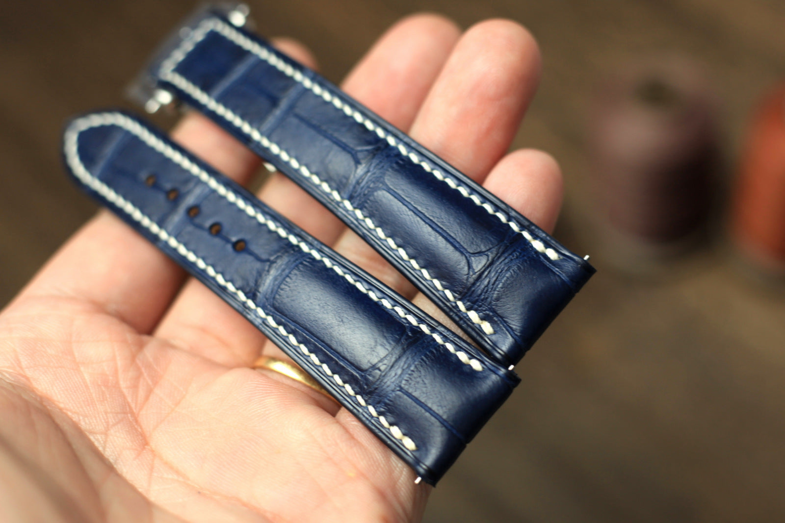 Handmade Blue Alligator Omega Watch Strap