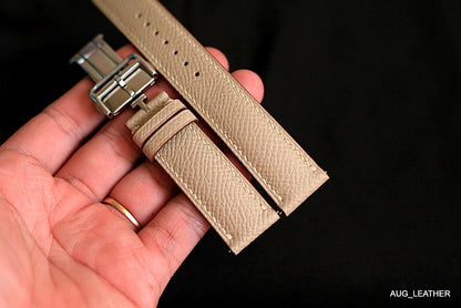 Leather Watch Strap, Epsom Khaki Handmade Watch Band