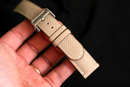 Leather Watch Strap, Epsom Khaki Handmade Watch Band