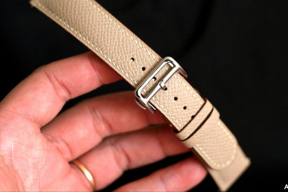 Leather Watch Strap, Epsom Khaki Handmade Watch Band