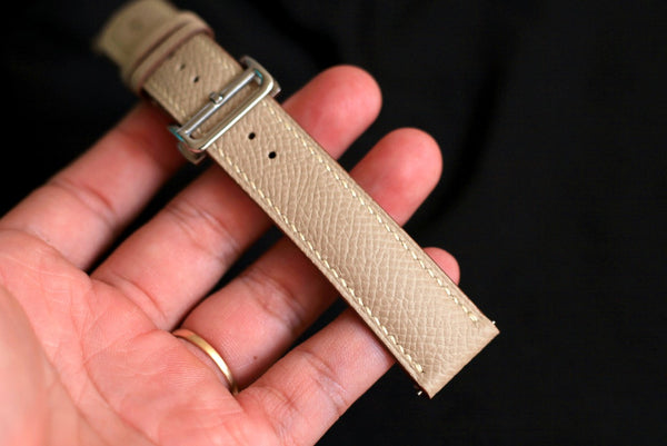 LEATHER WATCH STRAP, EPSOM KHAKI HANDMADE WATCH BAND.