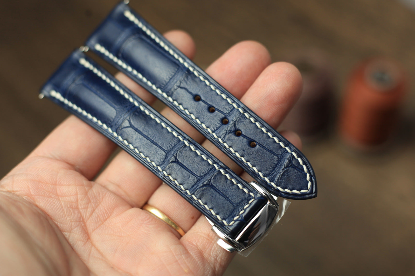 Handmade Blue Alligator Omega Watch Strap