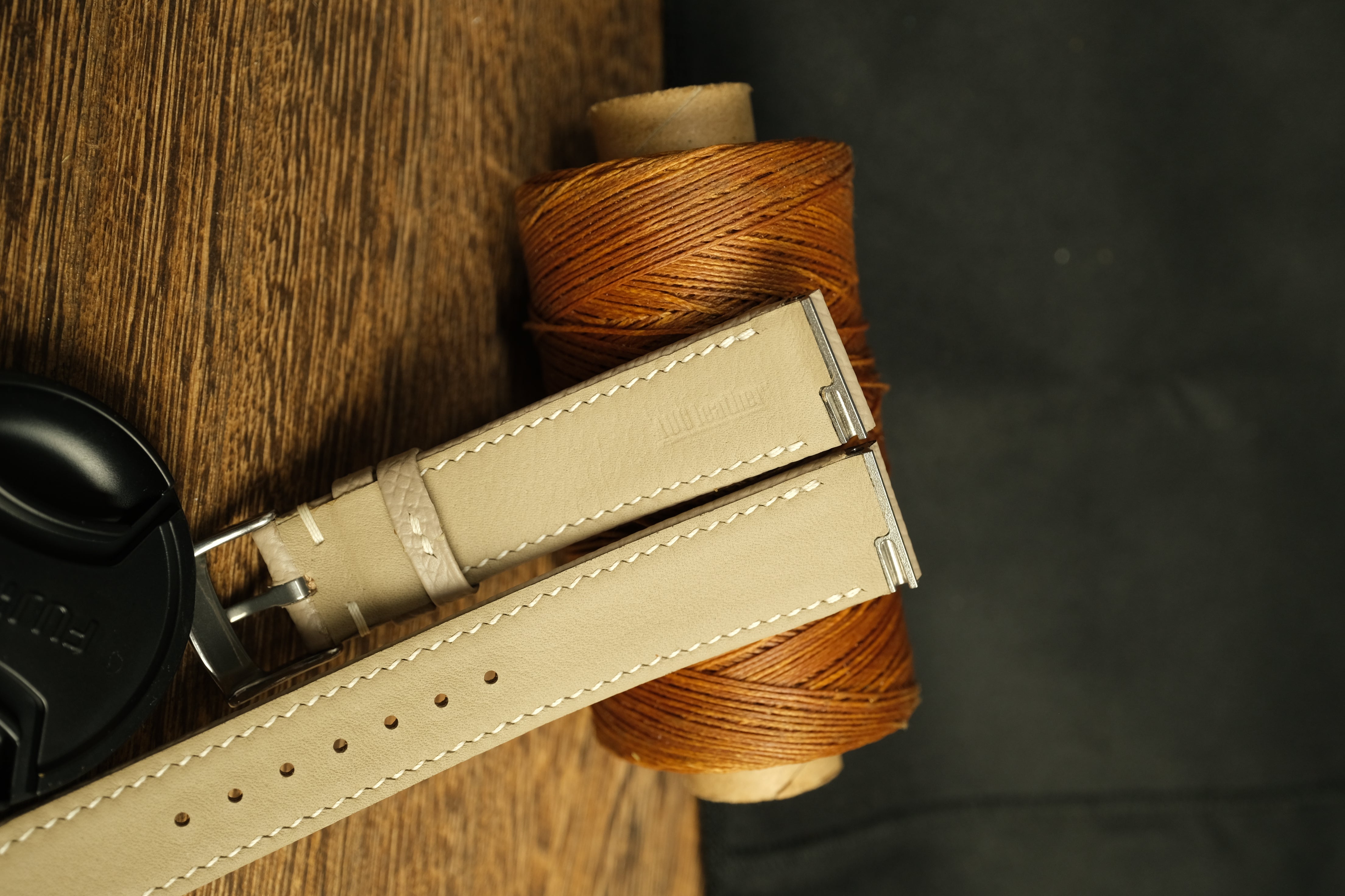 Khaki Epsom Leather Cartier Santos Dumont Watch Strap