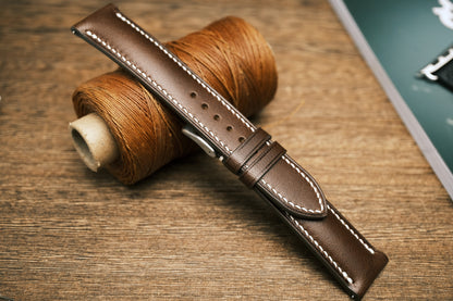Leather Watch Strap, Dark Brown Buttero Leather Watch Band