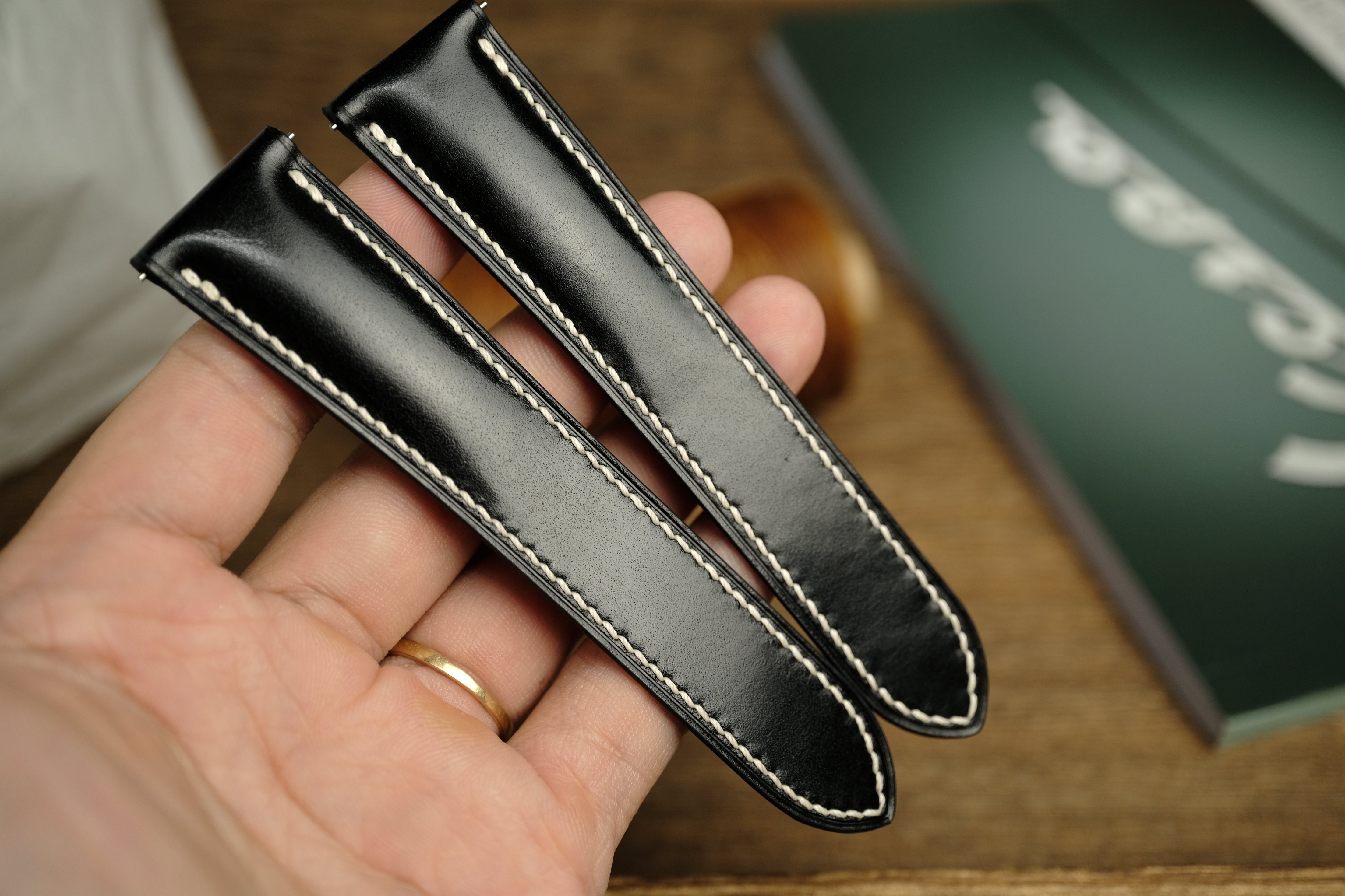 Black Shellcordovan Leather Cartier Watch Strap
