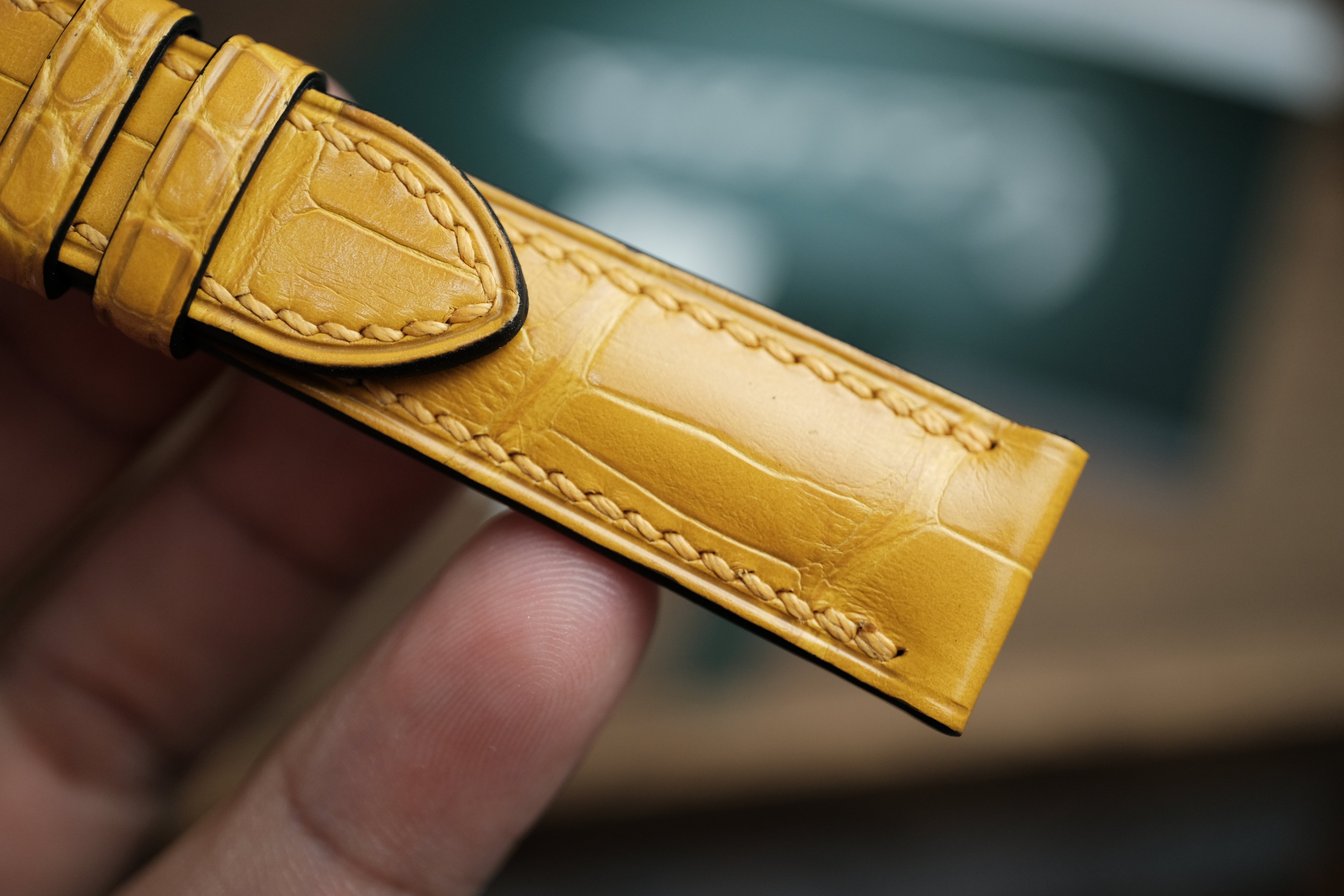 Genuine Mustard Yellow Alligator Leather, Handmade Watch Strap