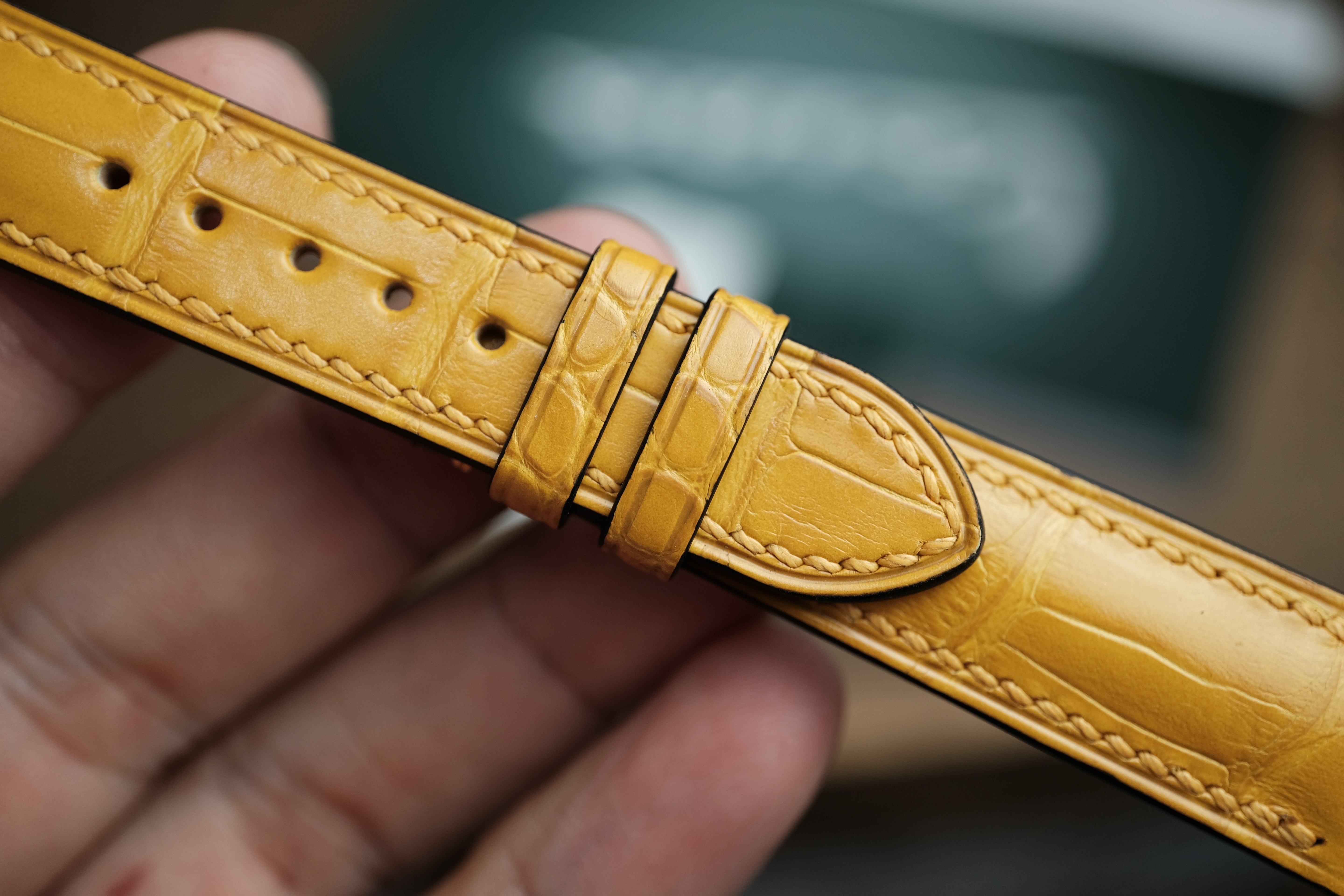 Genuine Mustard Yellow Alligator Leather, Handmade Watch Strap