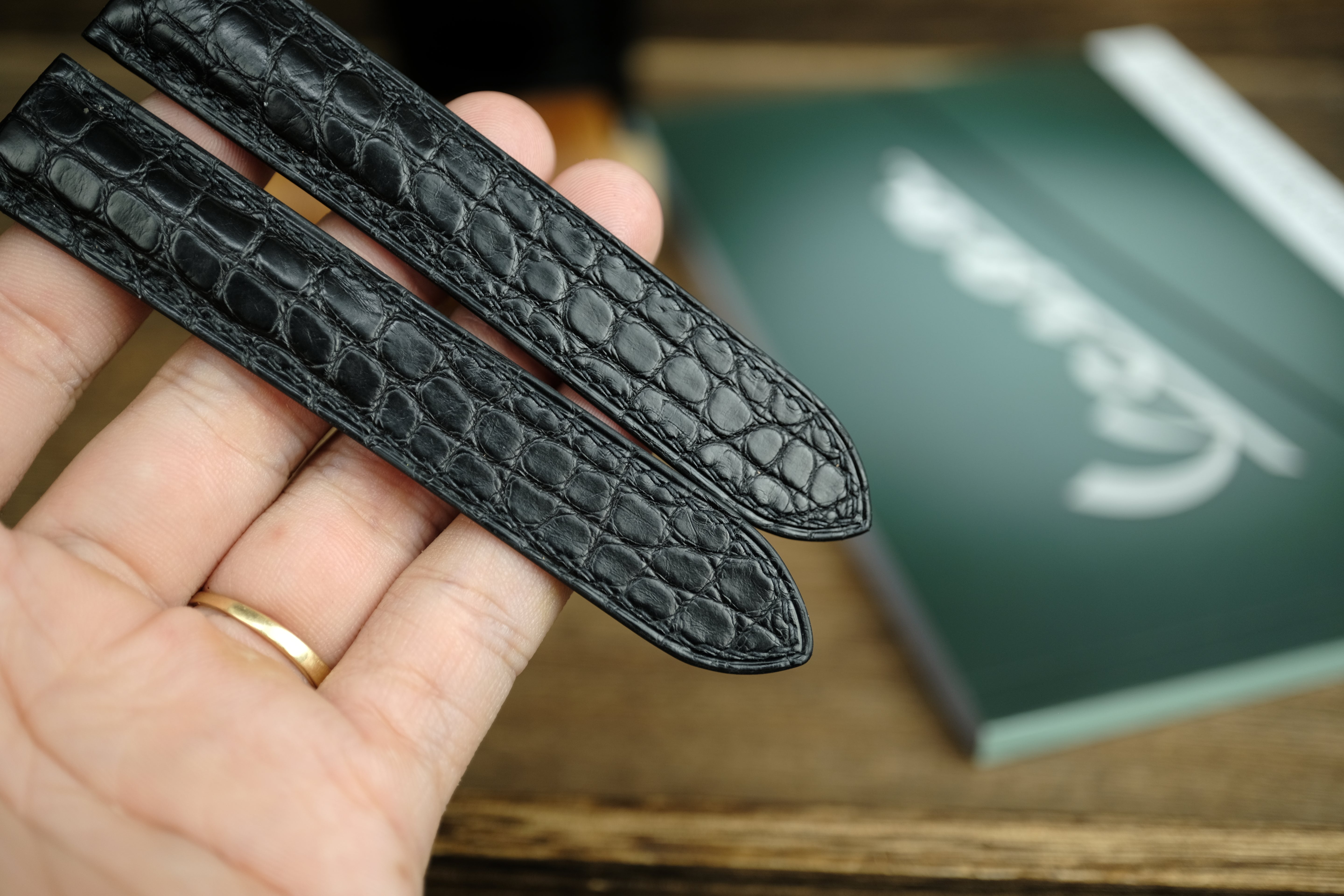 Black Alligator Leather Cartier Watch Strap