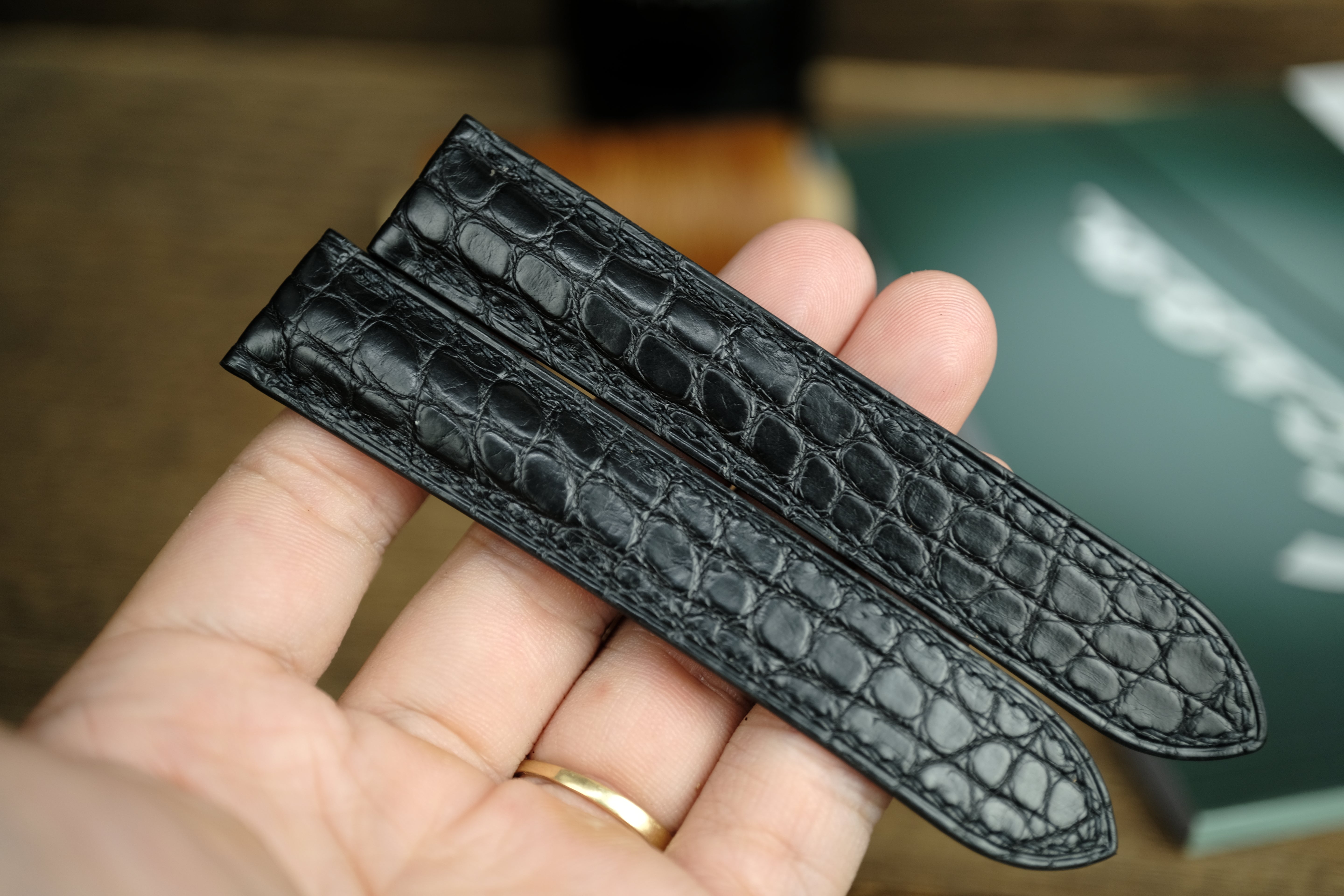 Black Alligator Leather Cartier Watch Strap