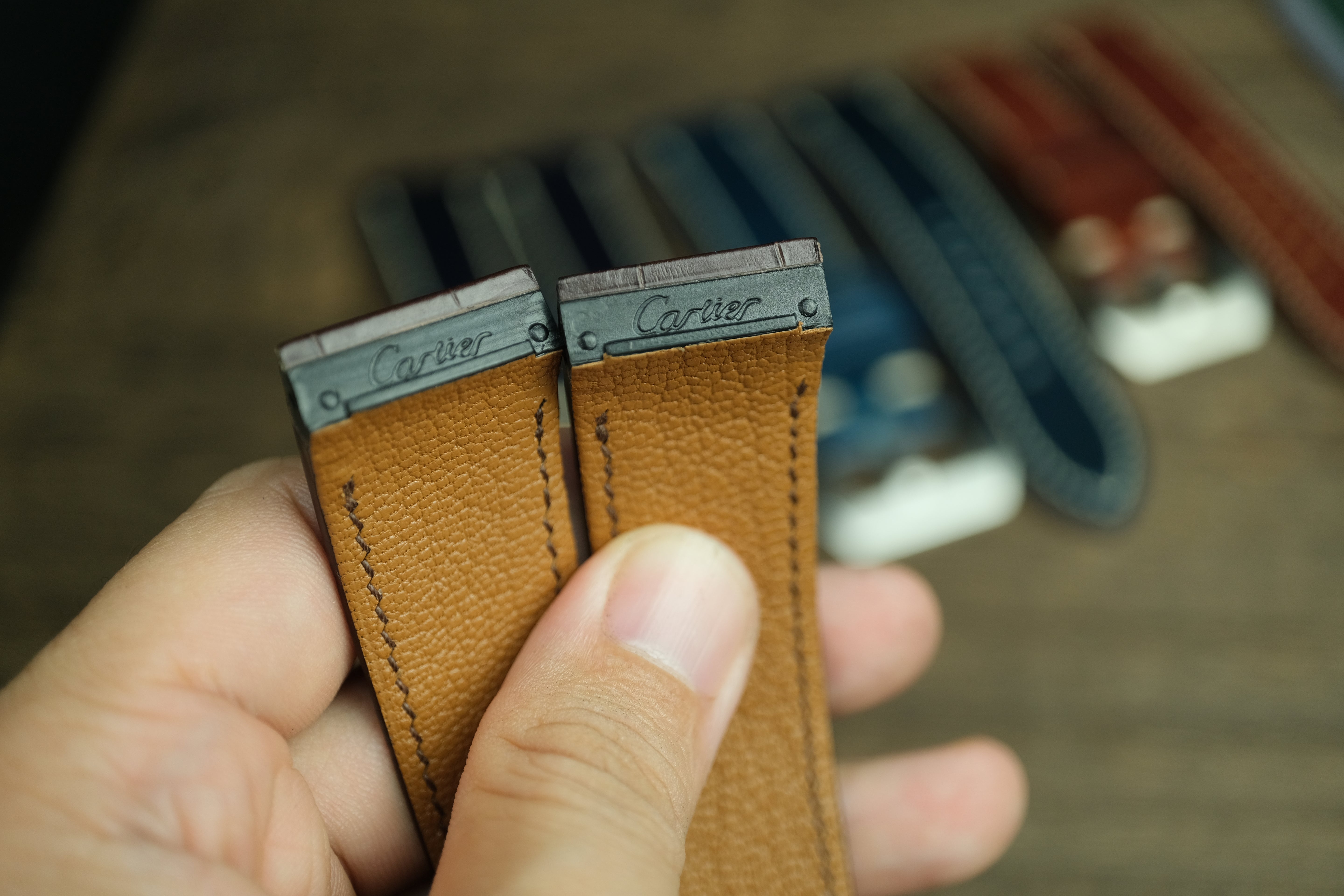 Dark Brown Alligator Leather Cartier Santos 100 Watch Strap