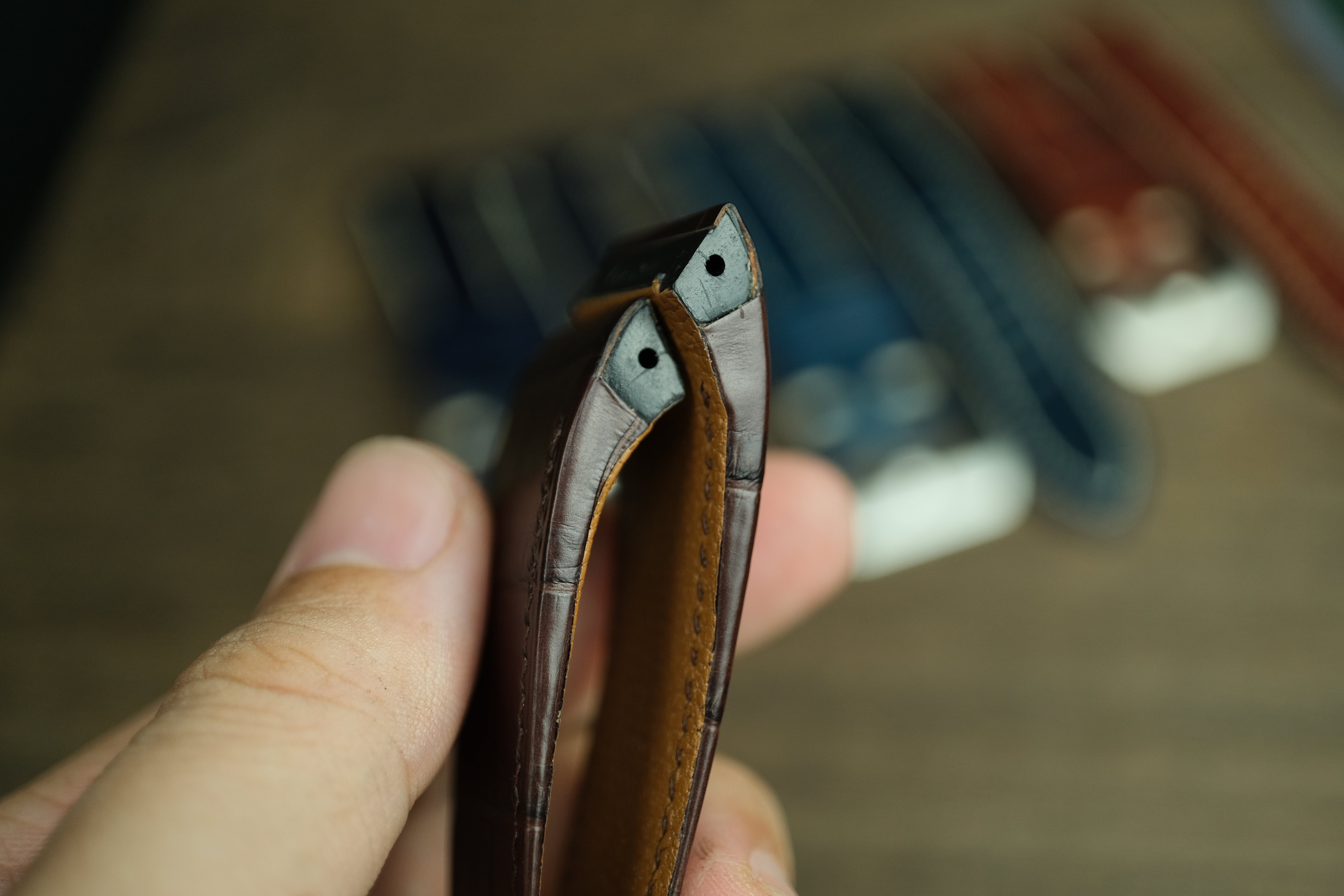 Dark Brown Alligator Leather Cartier Santos 100 Watch Strap