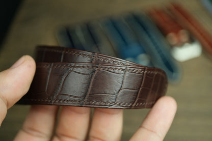 Dark Brown Alligator Leather Cartier Santos 100 Watch Strap