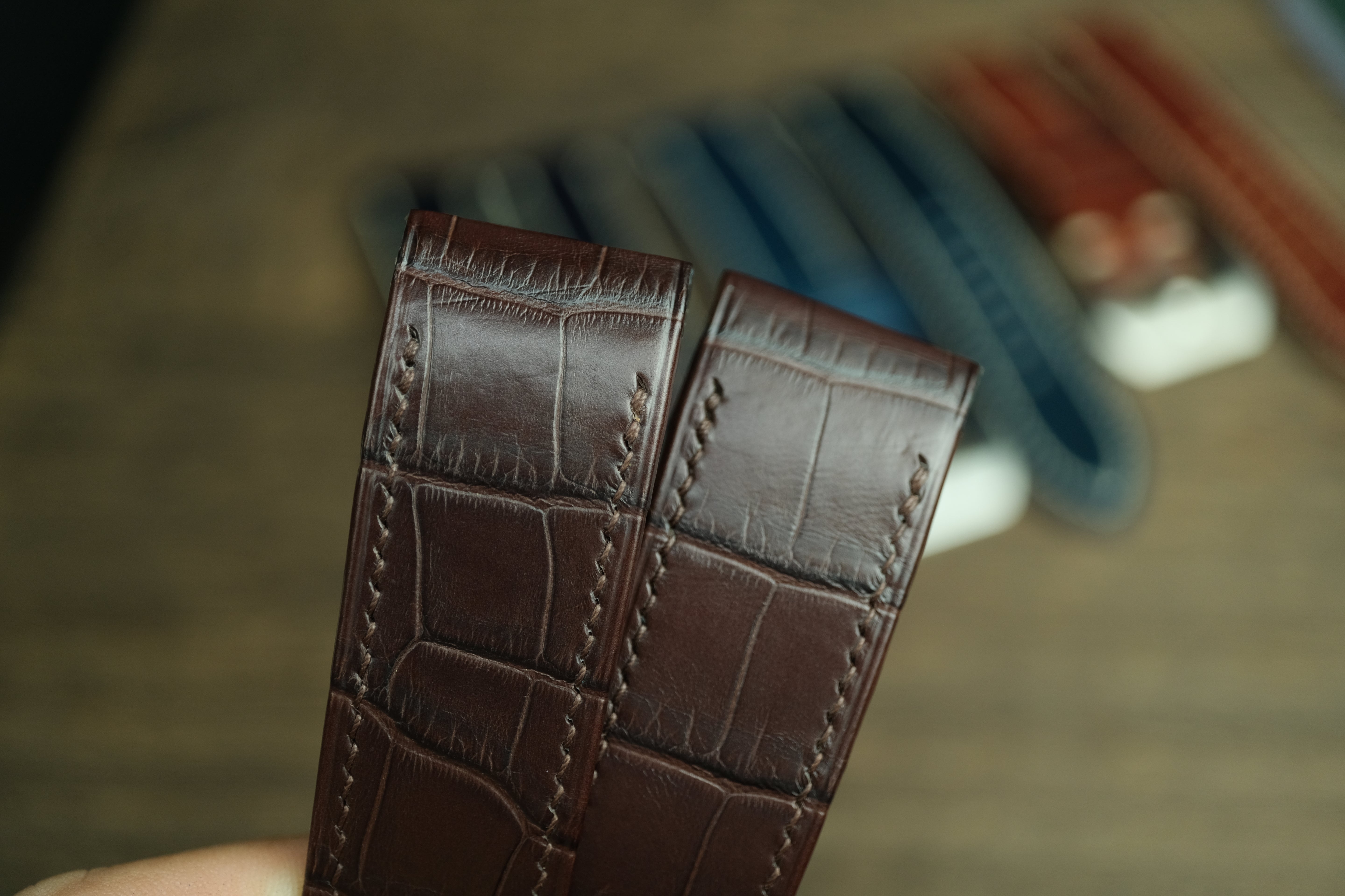 Dark Brown Alligator Leather Cartier Santos 100 Watch Strap
