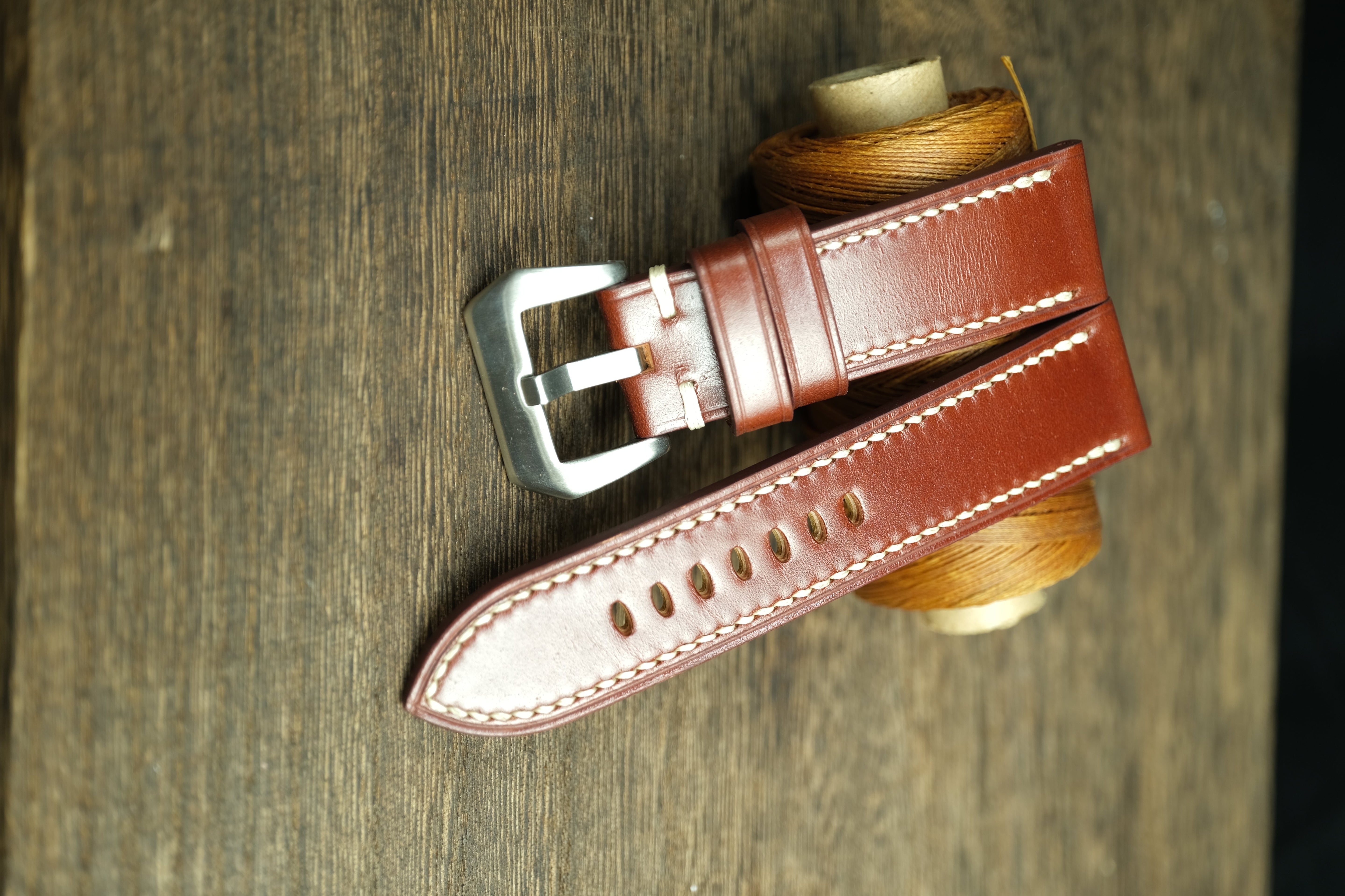 Panerai Watch Strap, Shell Cordovan Red-Brown Leather