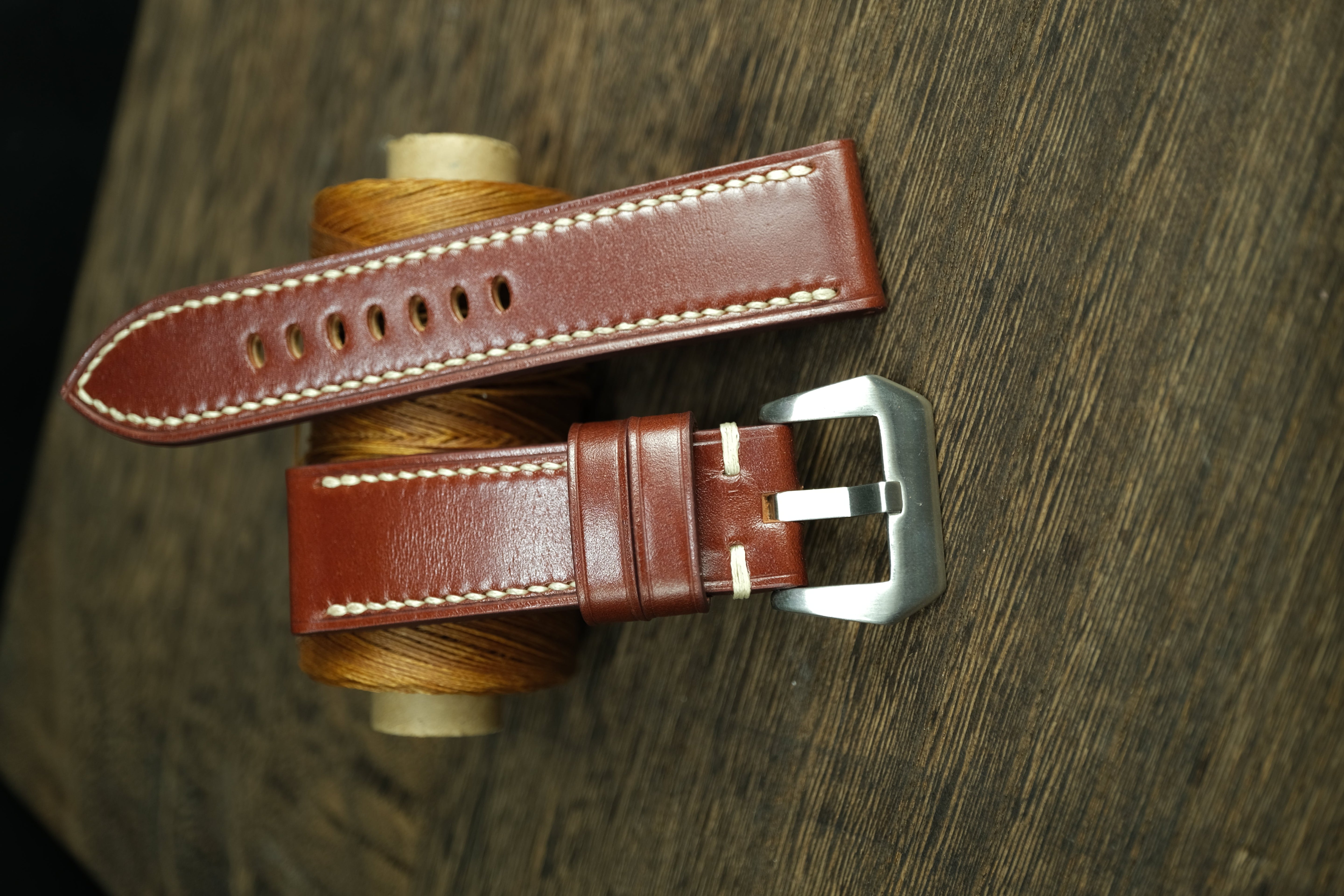 Panerai Watch Strap, Shell Cordovan Red-Brown Leather