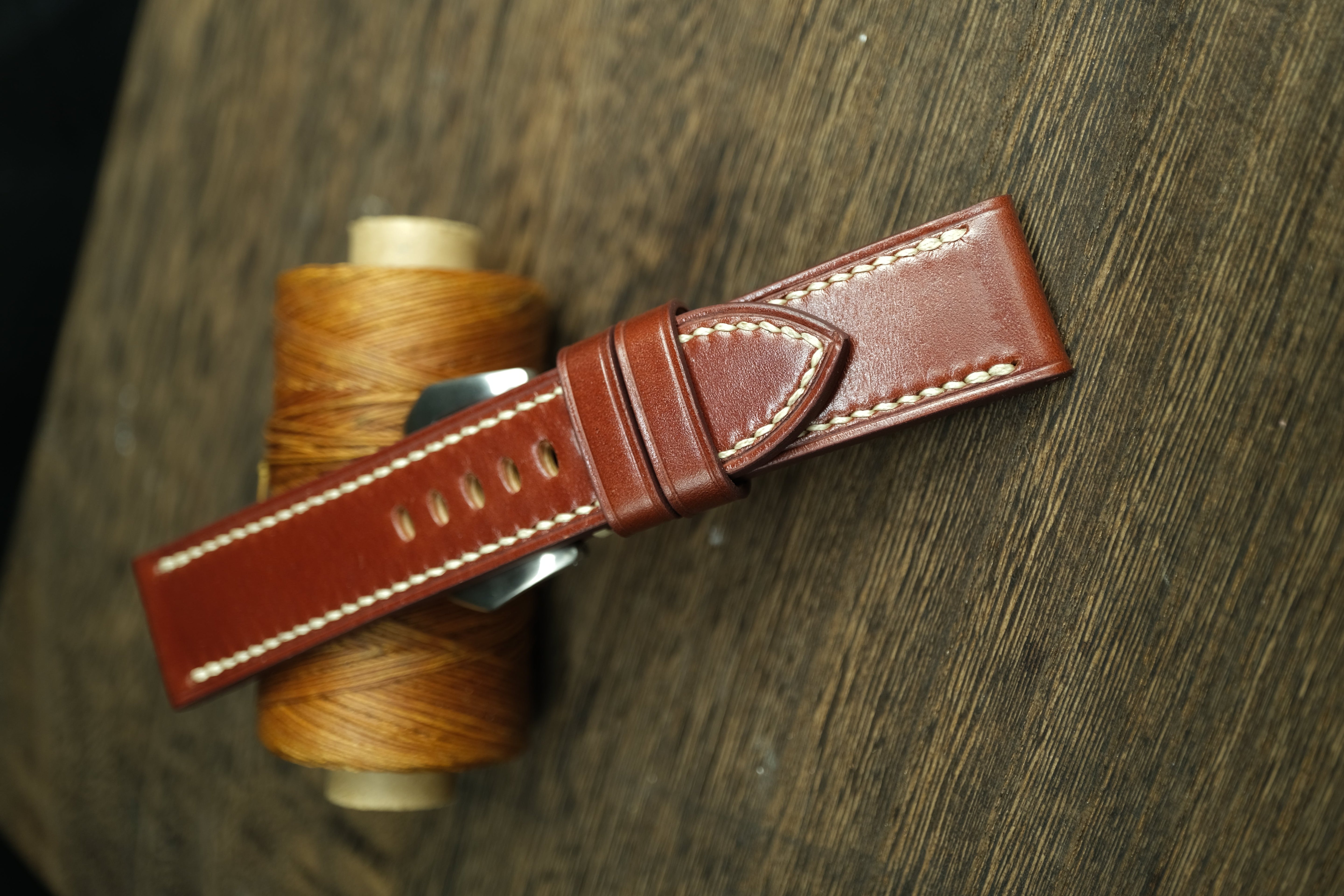 Panerai Watch Strap, Shell Cordovan Red-Brown Leather