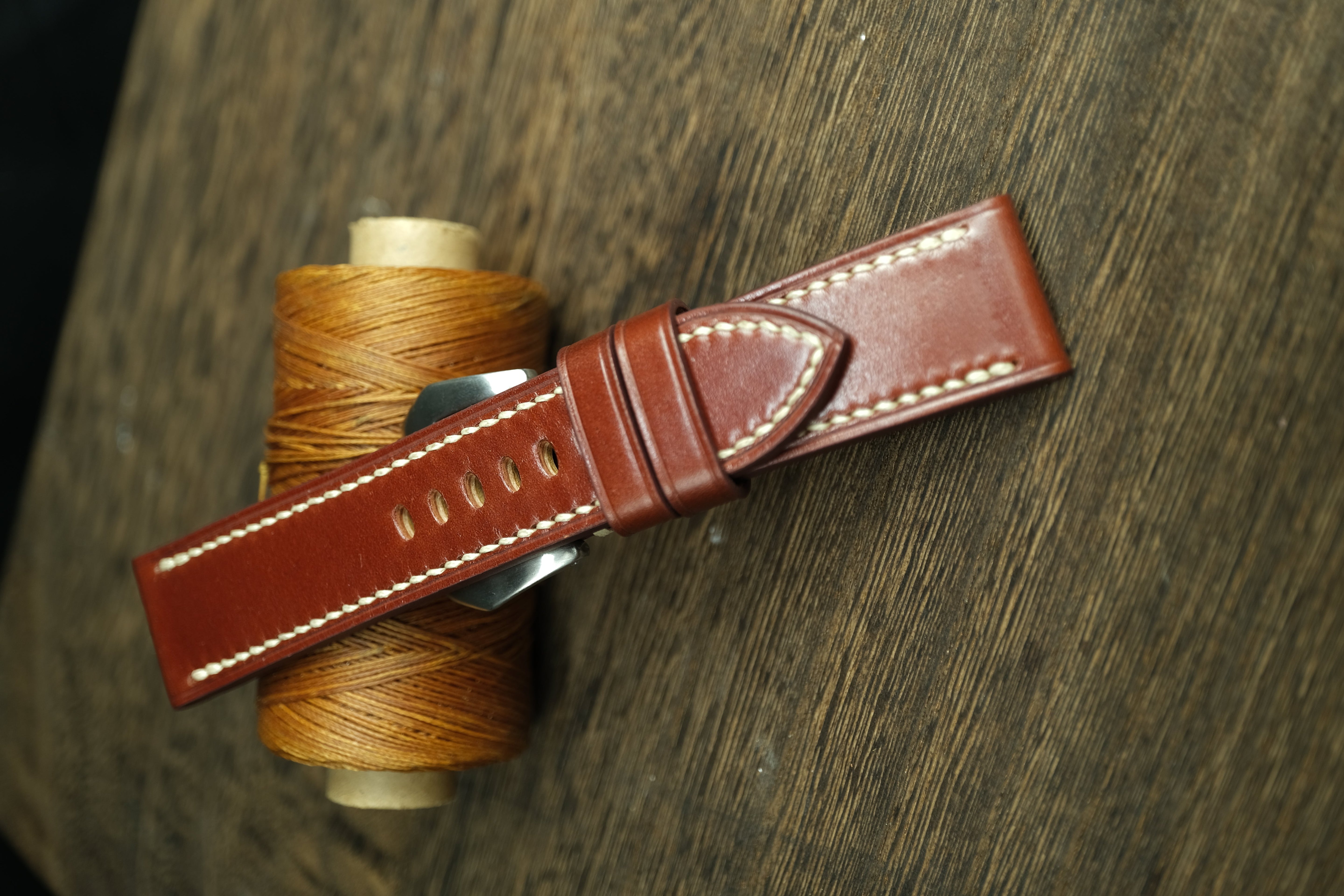 Panerai Watch Strap, Shell Cordovan Red-Brown Leather