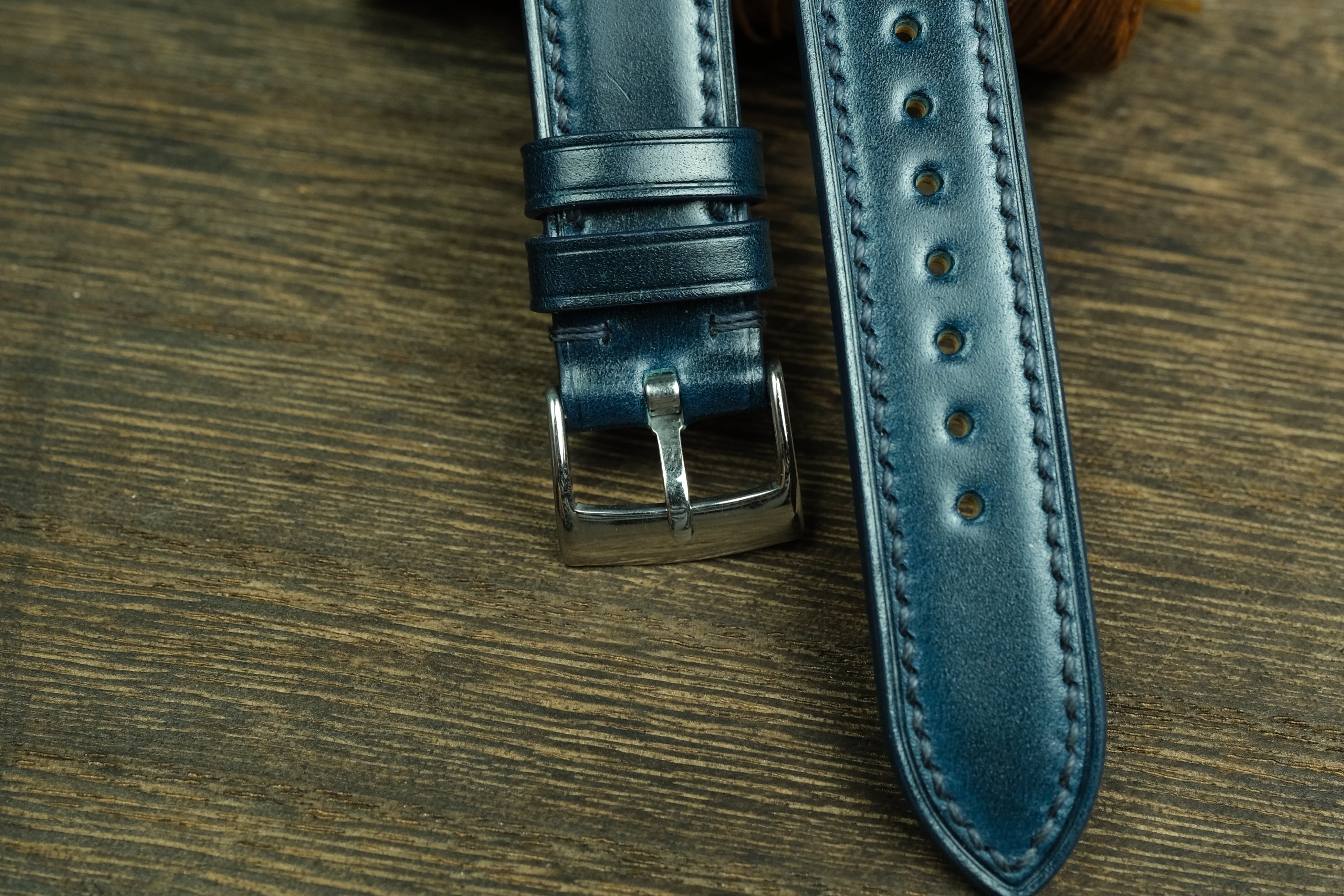 Blue Shell Cordovan Quick Release Watch Strap