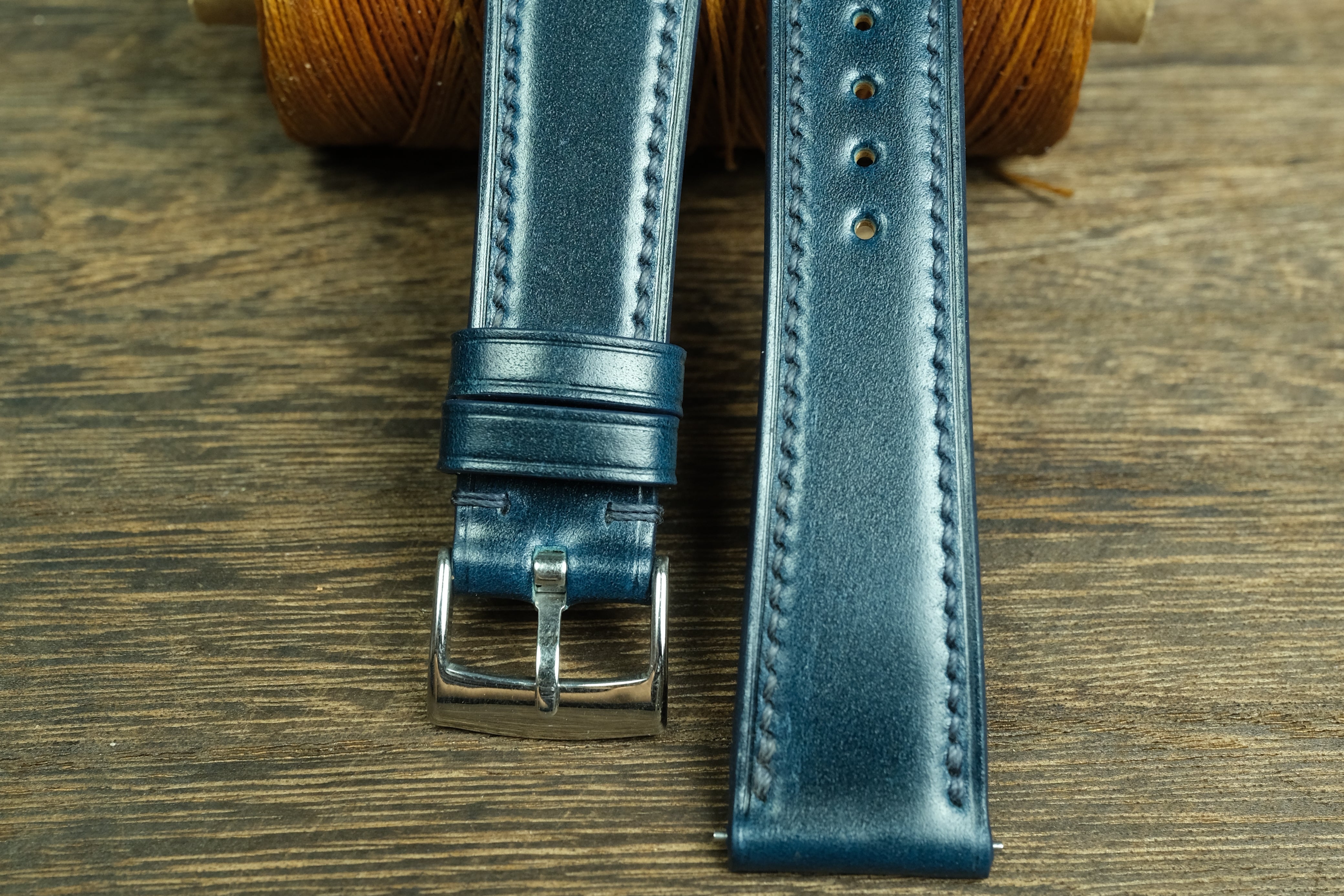Blue Shell Cordovan Quick Release Watch Strap