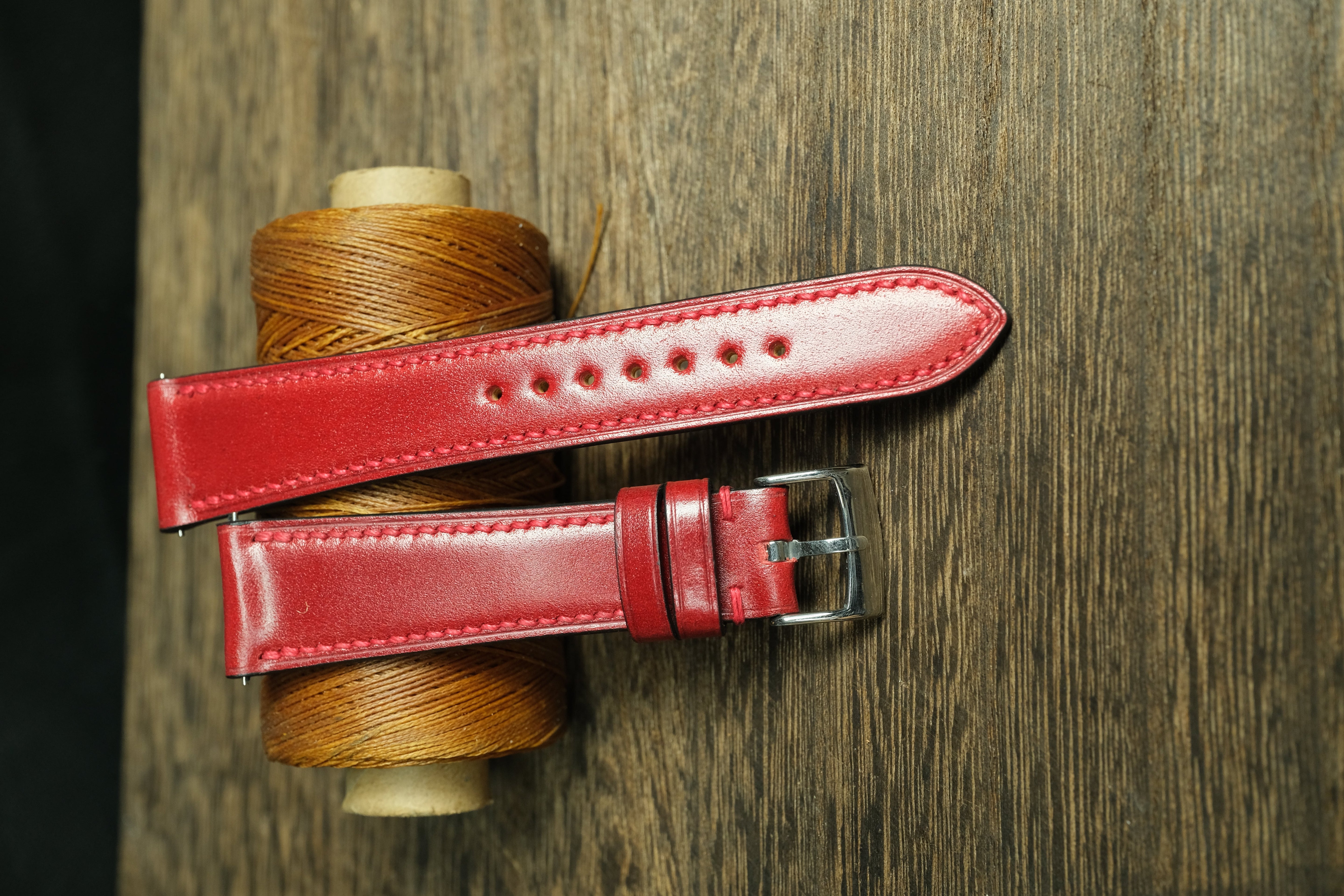 Red Shell Cordovan Quick Release Watch Strap