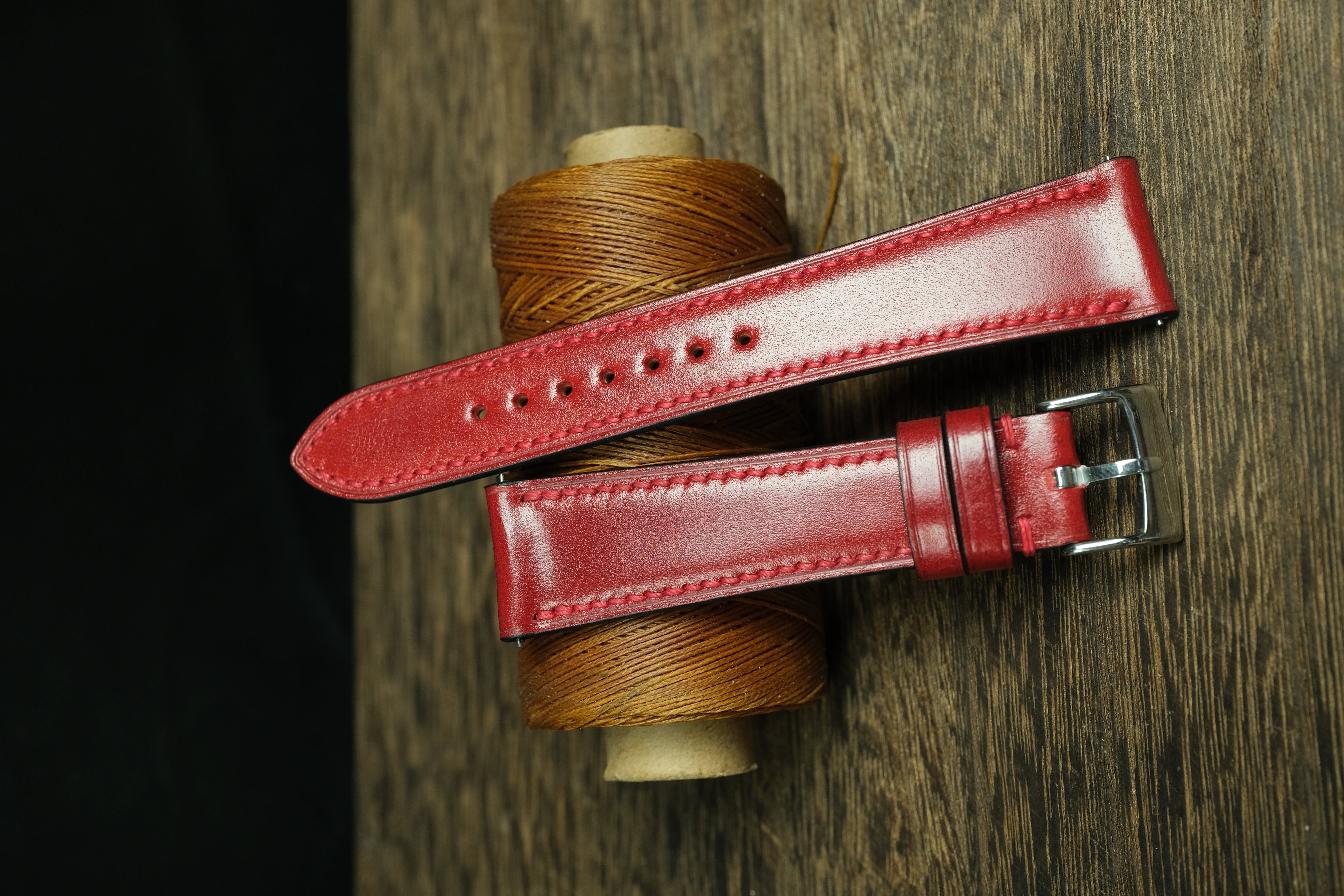 Red Shell Cordovan Quick Release Watch Strap