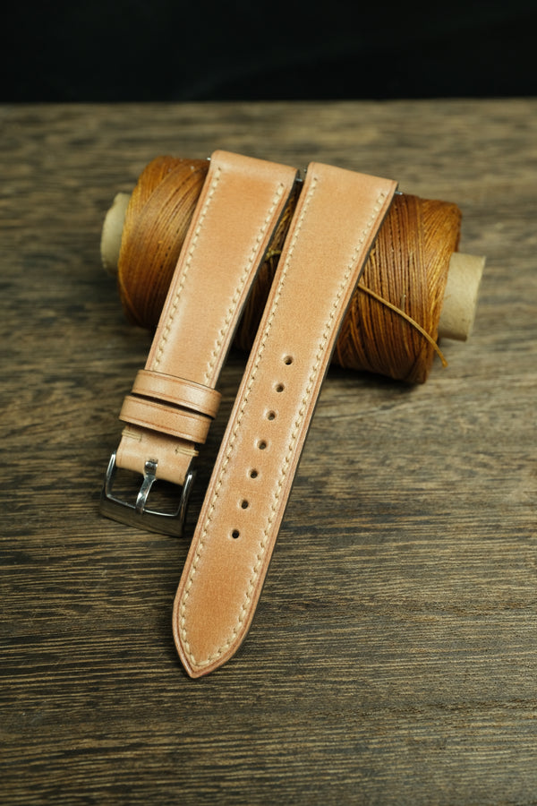 NATURAL SHELL CORDOVAN LEATHER WATCH STRAP, HANDMADE WATCH BAND, QUICK RELEASE SPRING BAR