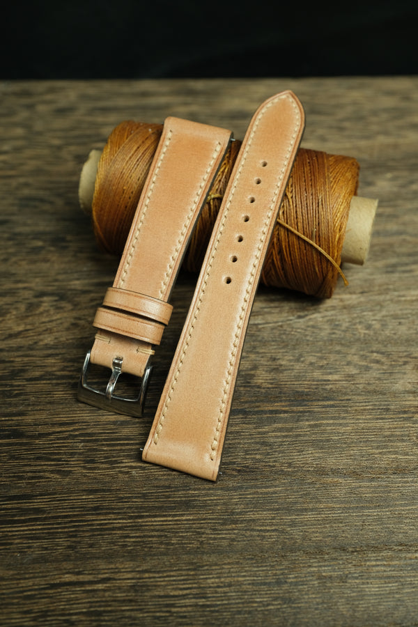 NATURAL SHELL CORDOVAN LEATHER WATCH STRAP, HANDMADE WATCH BAND, QUICK RELEASE SPRING BAR