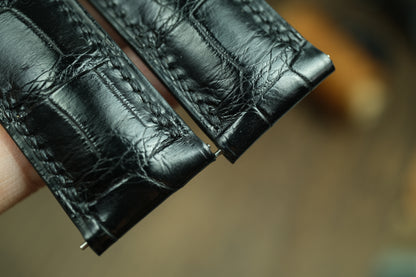 Black Alligator Leather Watch Strap, Omega Watch Band