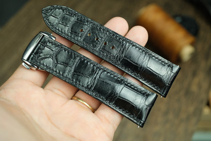 Black Alligator Leather Watch Strap, Omega Watch Band