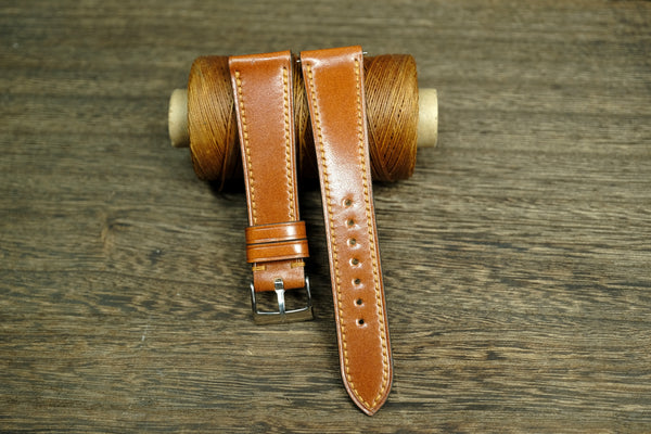 WHISKEY SHELL CORDOVAN LEATHER WATCH STRAP, HANDMADE WATCH BAND, QUICK RELEASE SPRING BAR