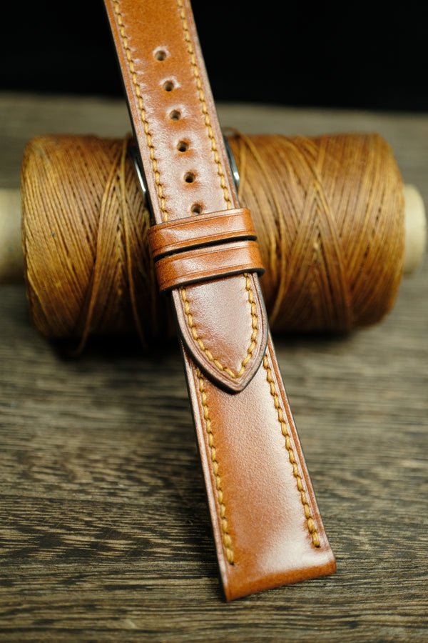 WHISKEY SHELL CORDOVAN LEATHER WATCH STRAP, HANDMADE WATCH BAND, QUICK RELEASE SPRING BAR