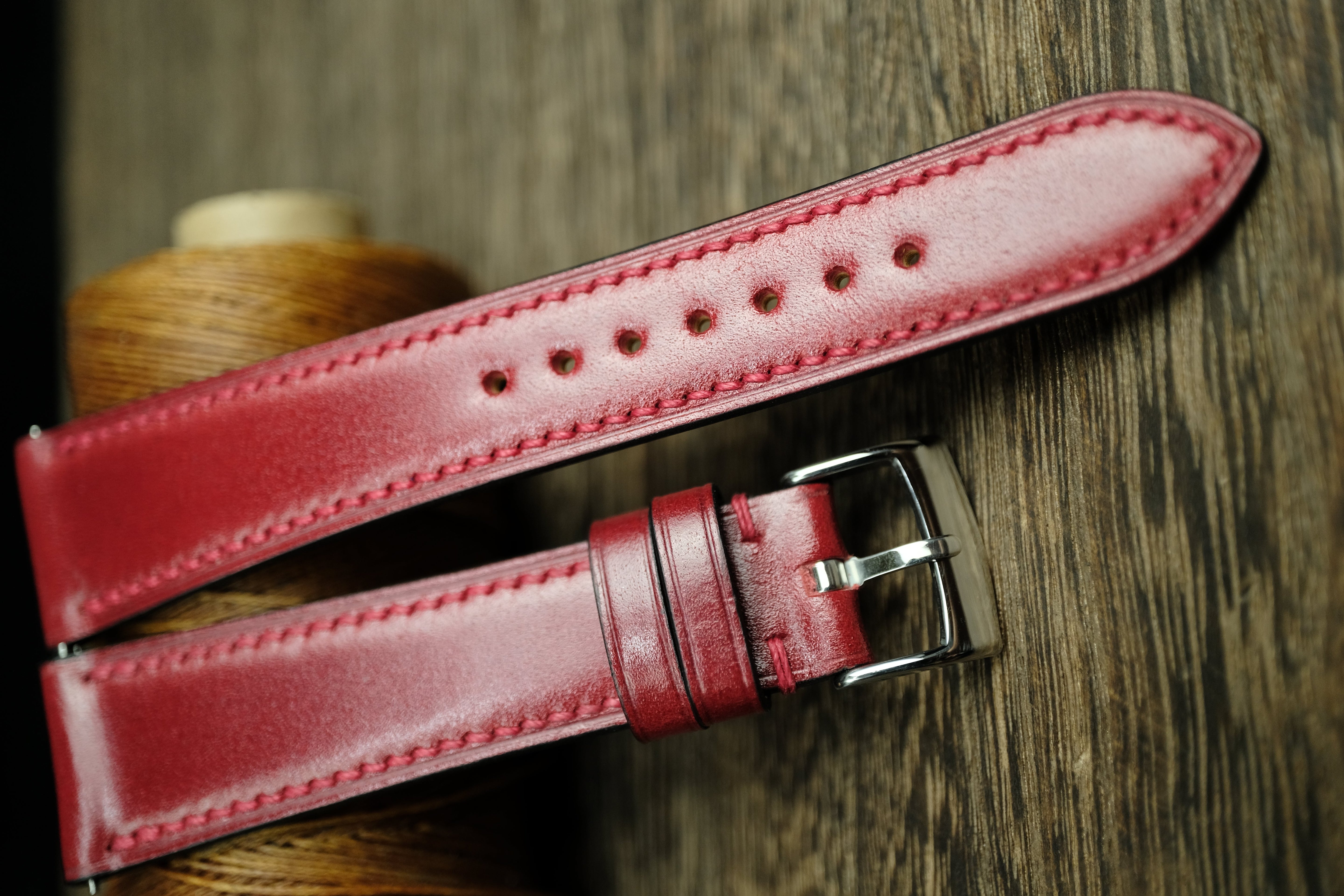 Red Shell Cordovan Quick Release Watch Strap