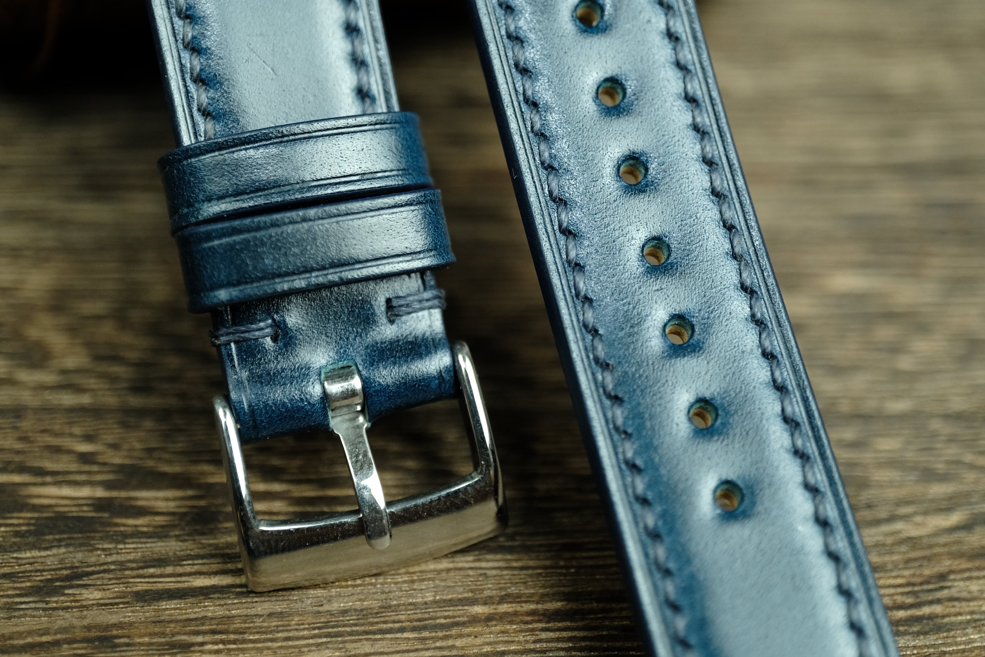 Blue Shell Cordovan Quick Release Watch Strap