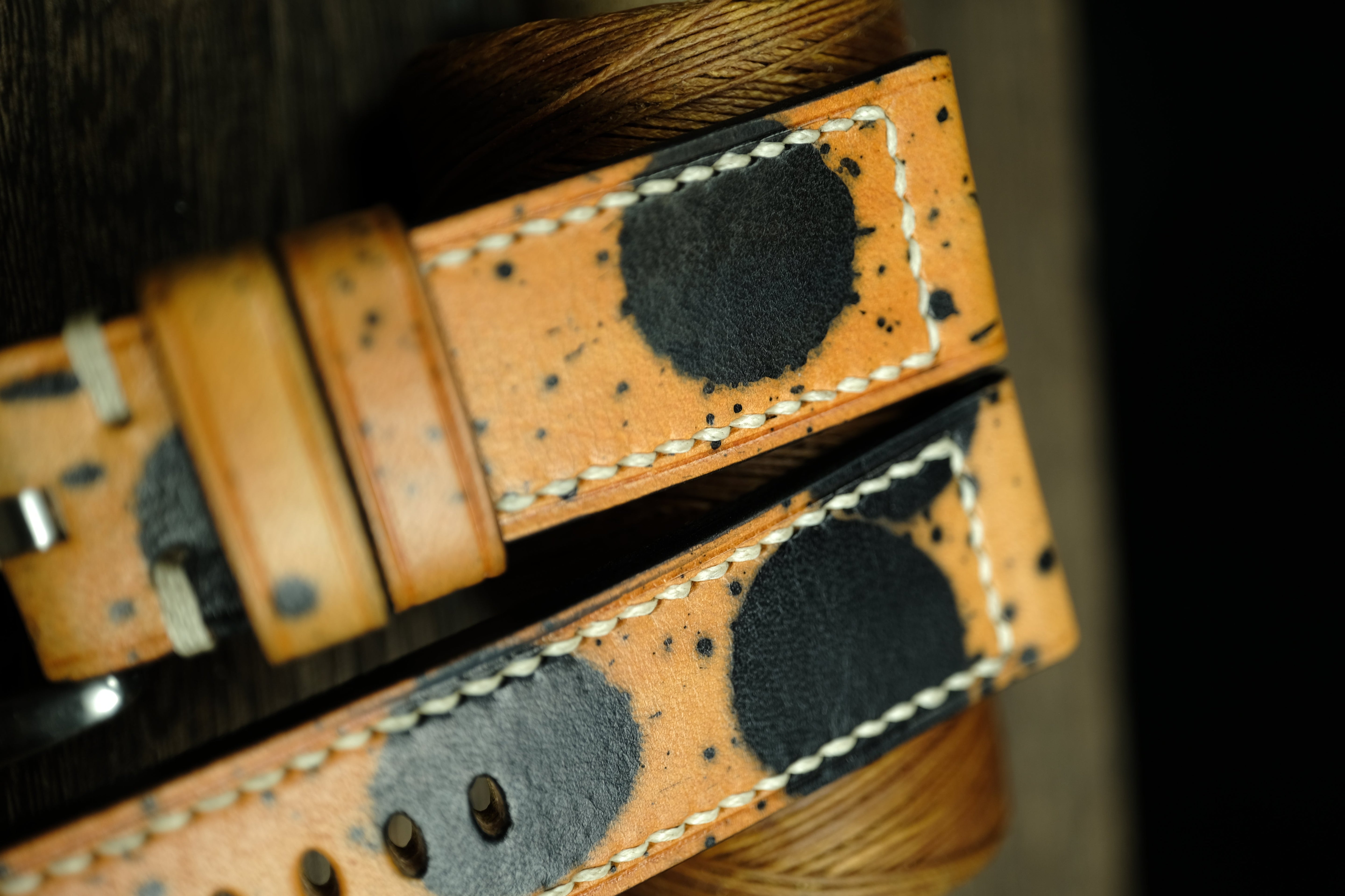 Handmade Vegtan Leather Panerai Watch Strap, Yellow/Black