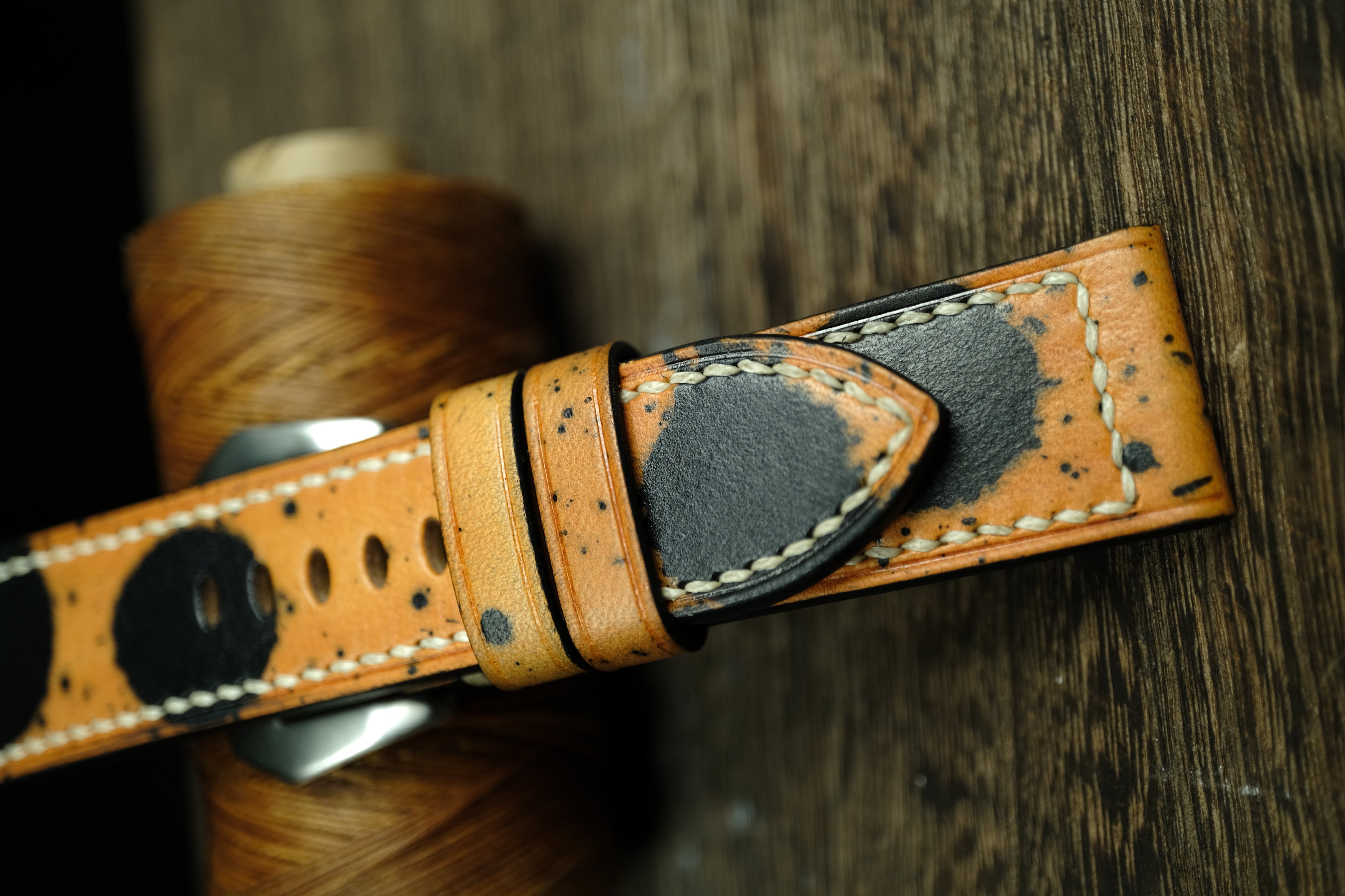 Handmade Vegtan Leather Panerai Watch Strap, Yellow/Black