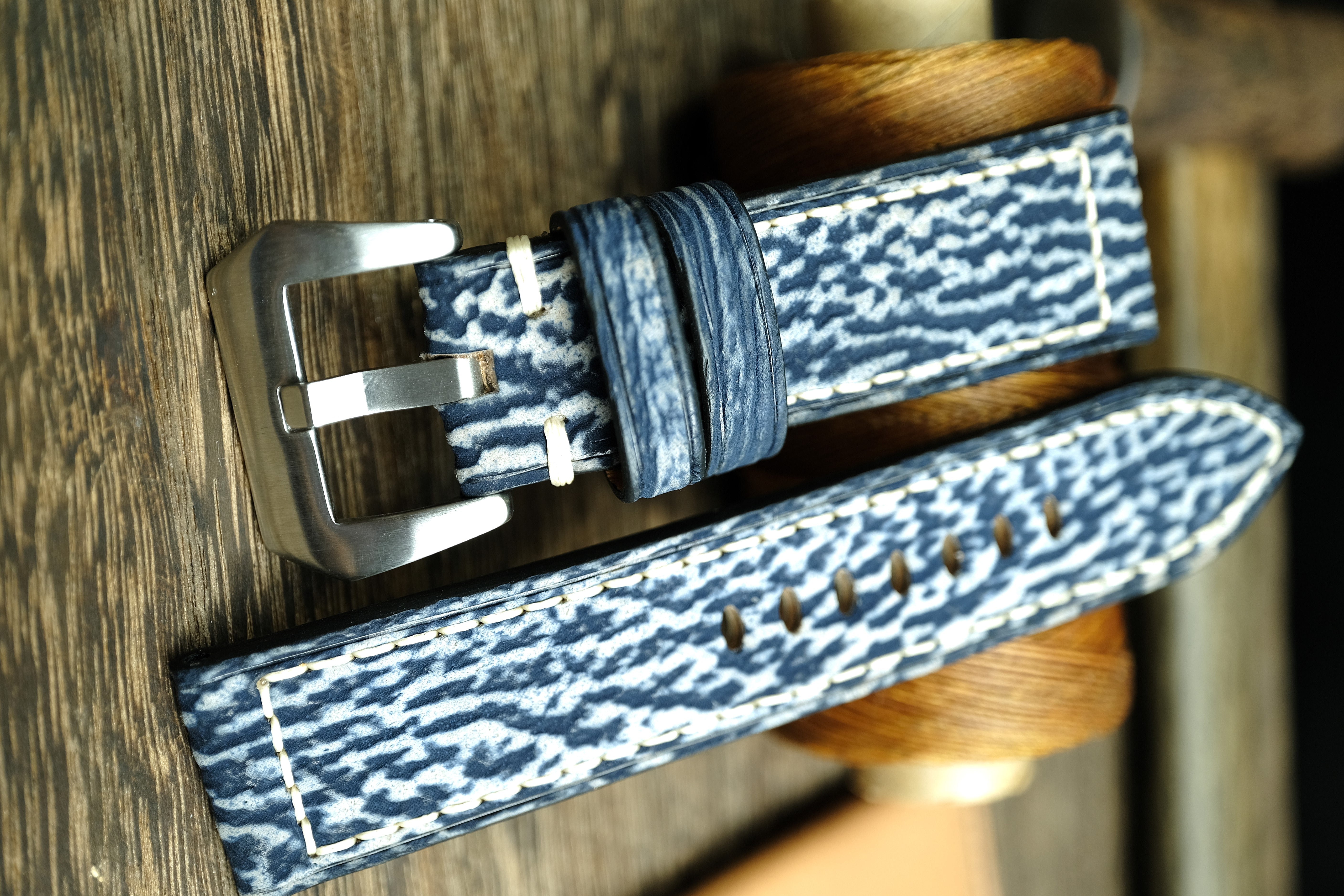 Matte Blue Shark Leather Panerai Watch Strap