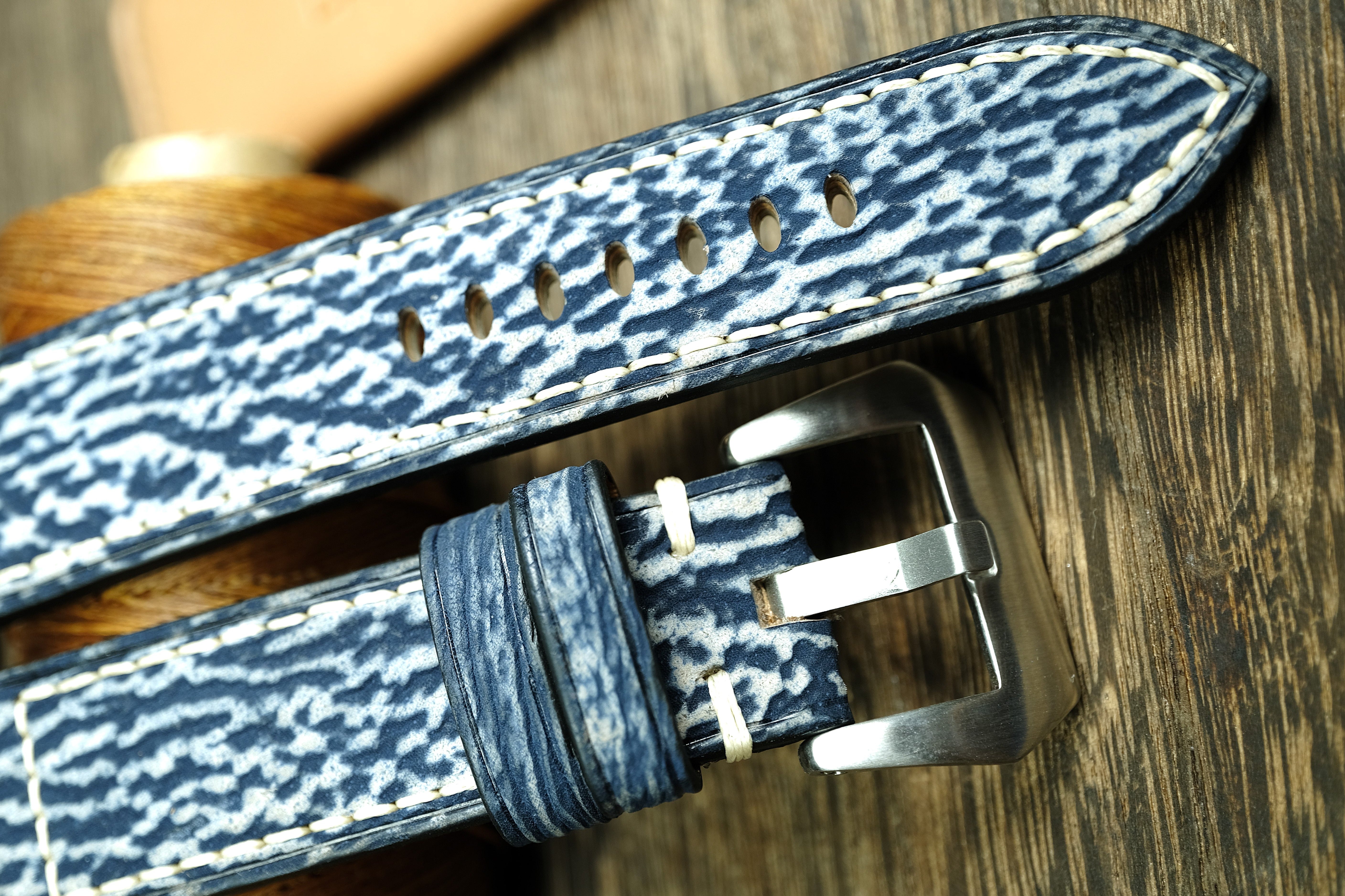 Matte Blue Shark Leather Panerai Watch Strap