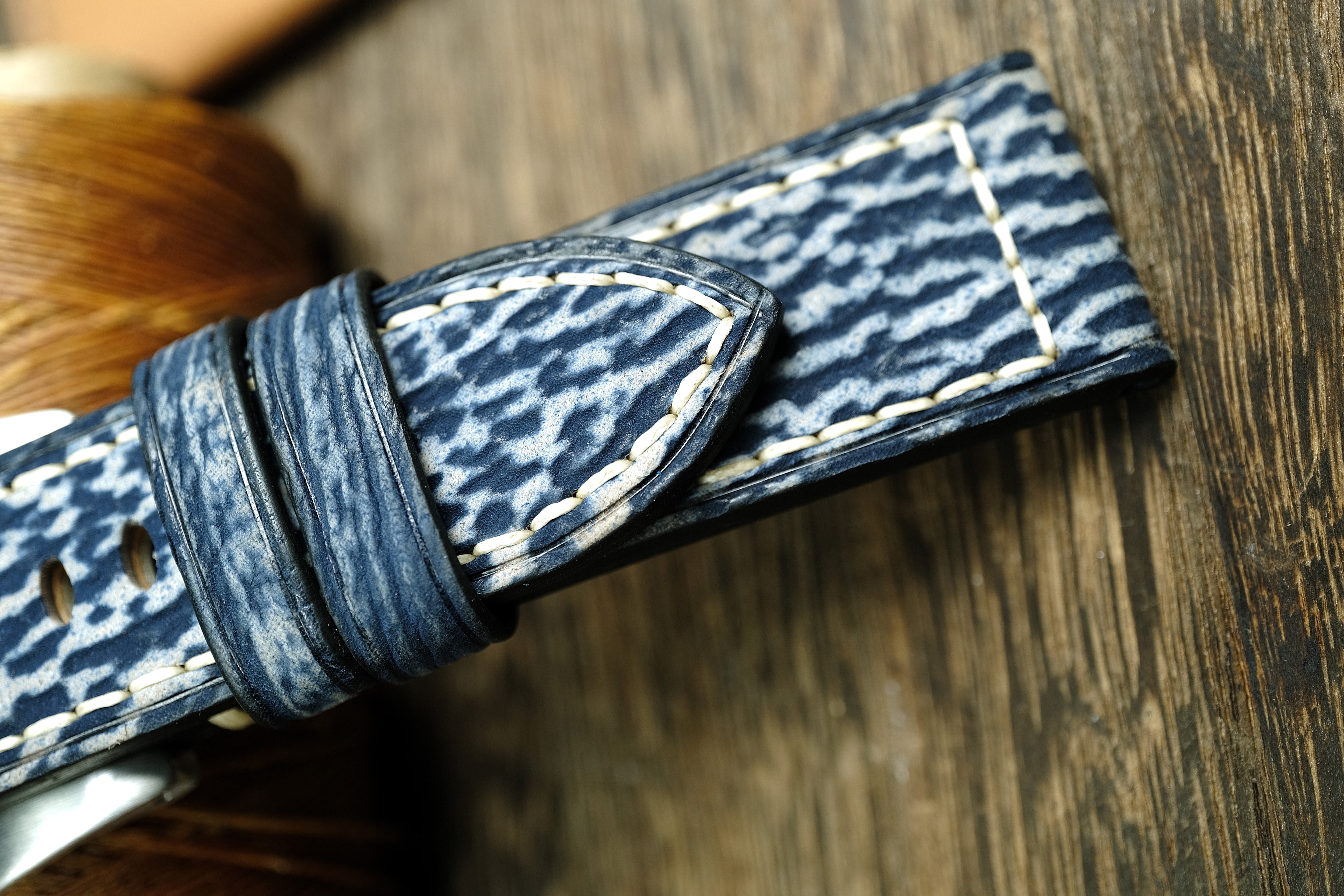 Matte Blue Shark Leather Panerai Watch Strap
