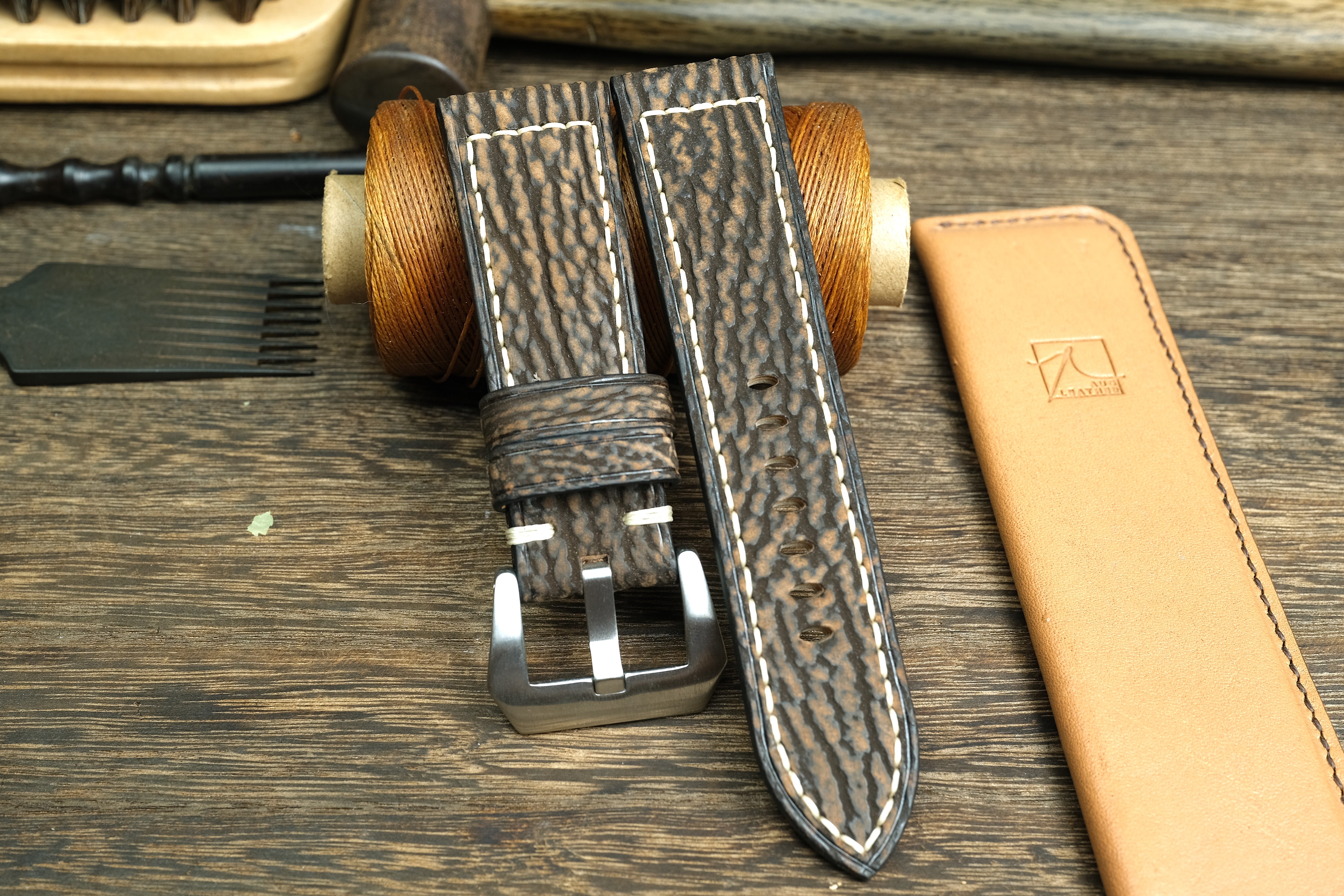 Matte Brown Shark Leather Panerai Watch Strap