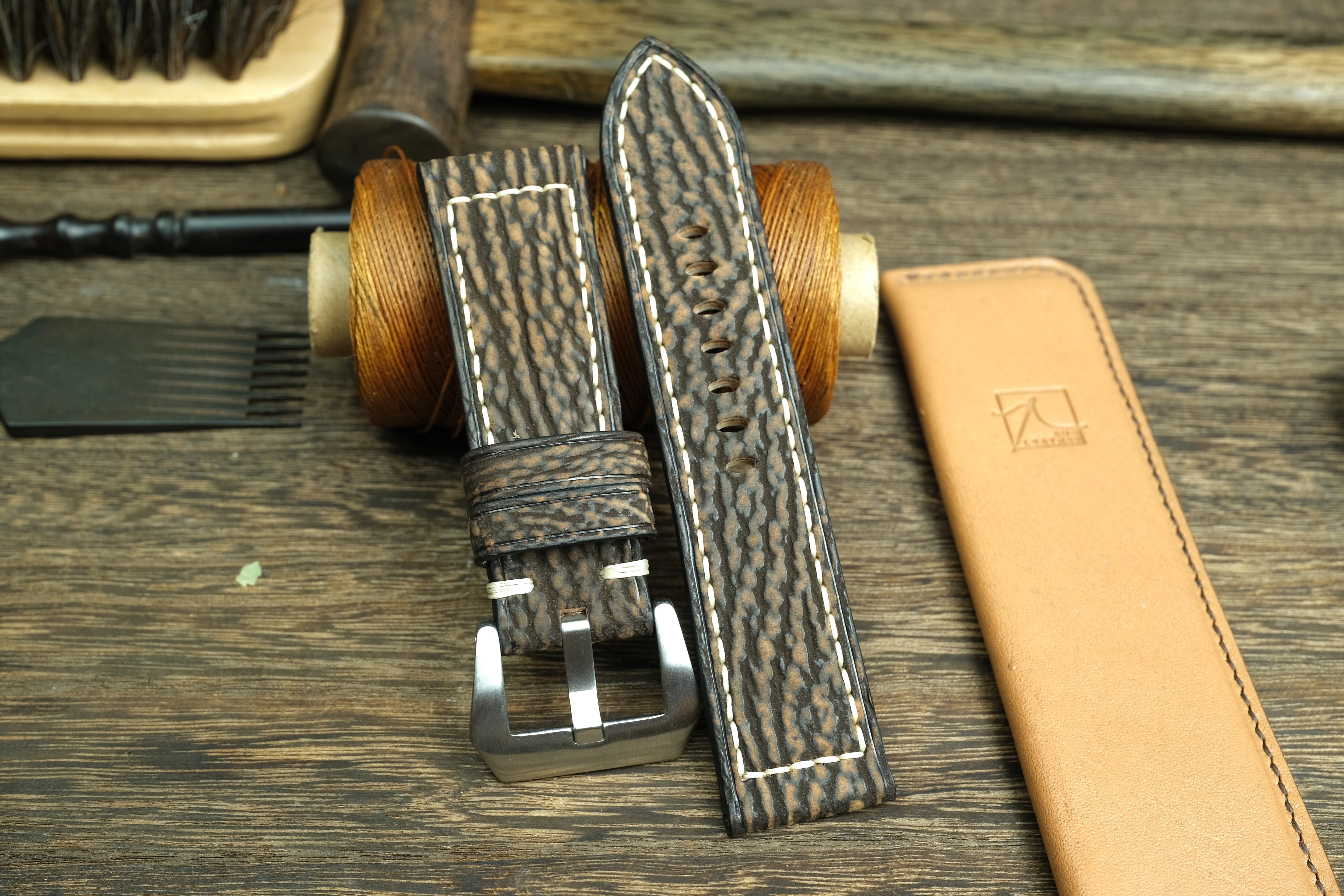 Matte Brown Shark Leather Panerai Watch Strap