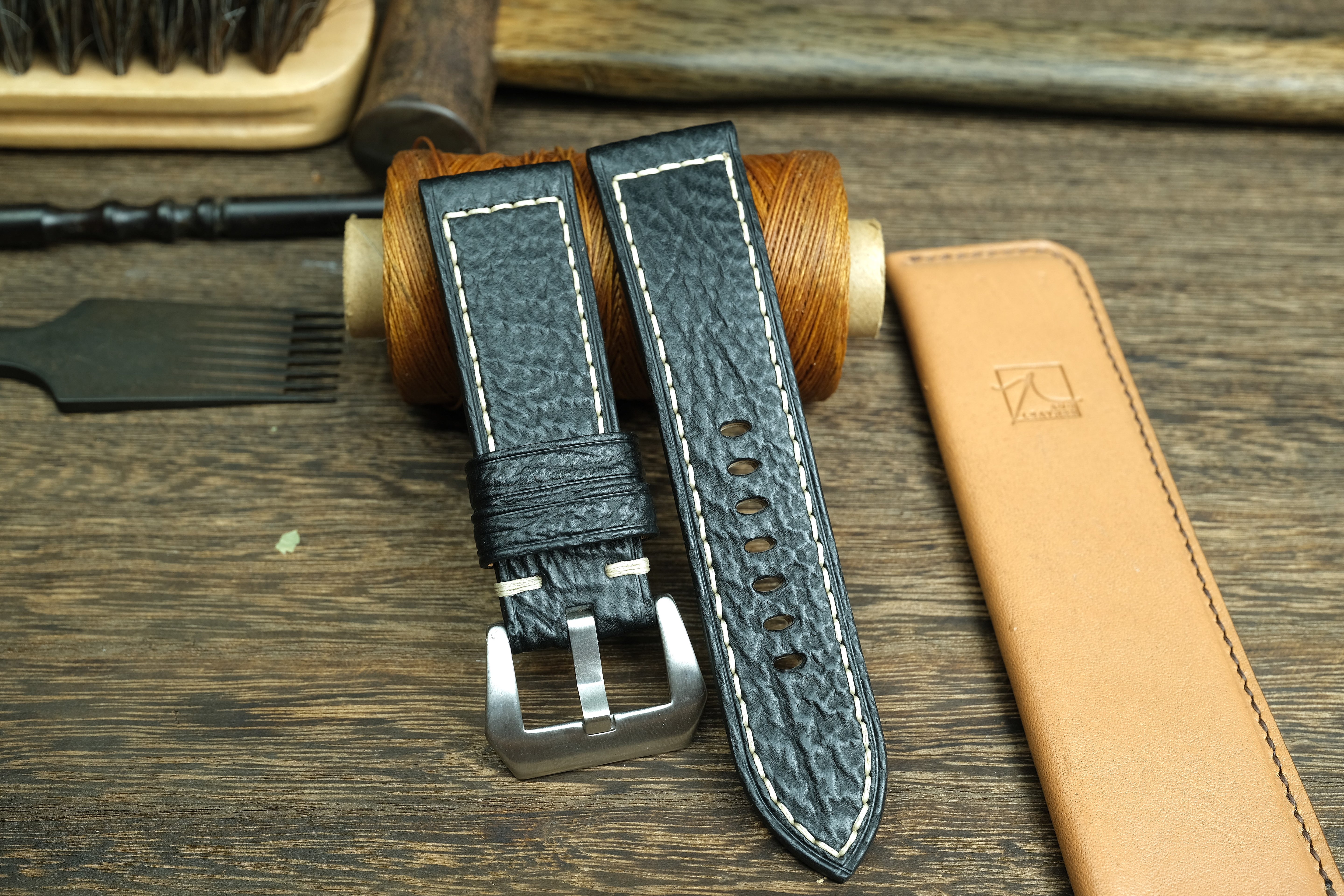 Matte Black Shark Leather Panerai Watch Strap