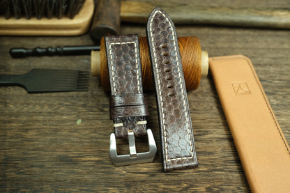 Dark Brown Snake Leather Panerai Watch Strap